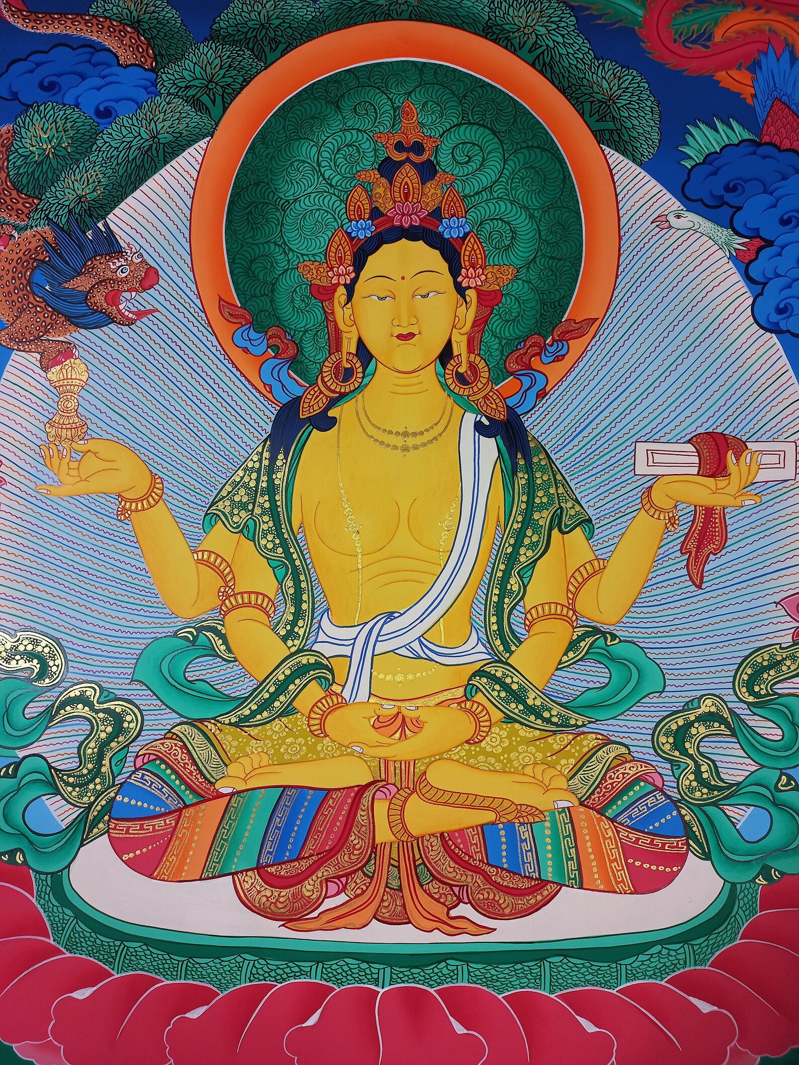 Original Prajnaparamita Perfection of Wisdom Hand Painted Tibetan Canvas Cotton Thangka Painting From Nepal