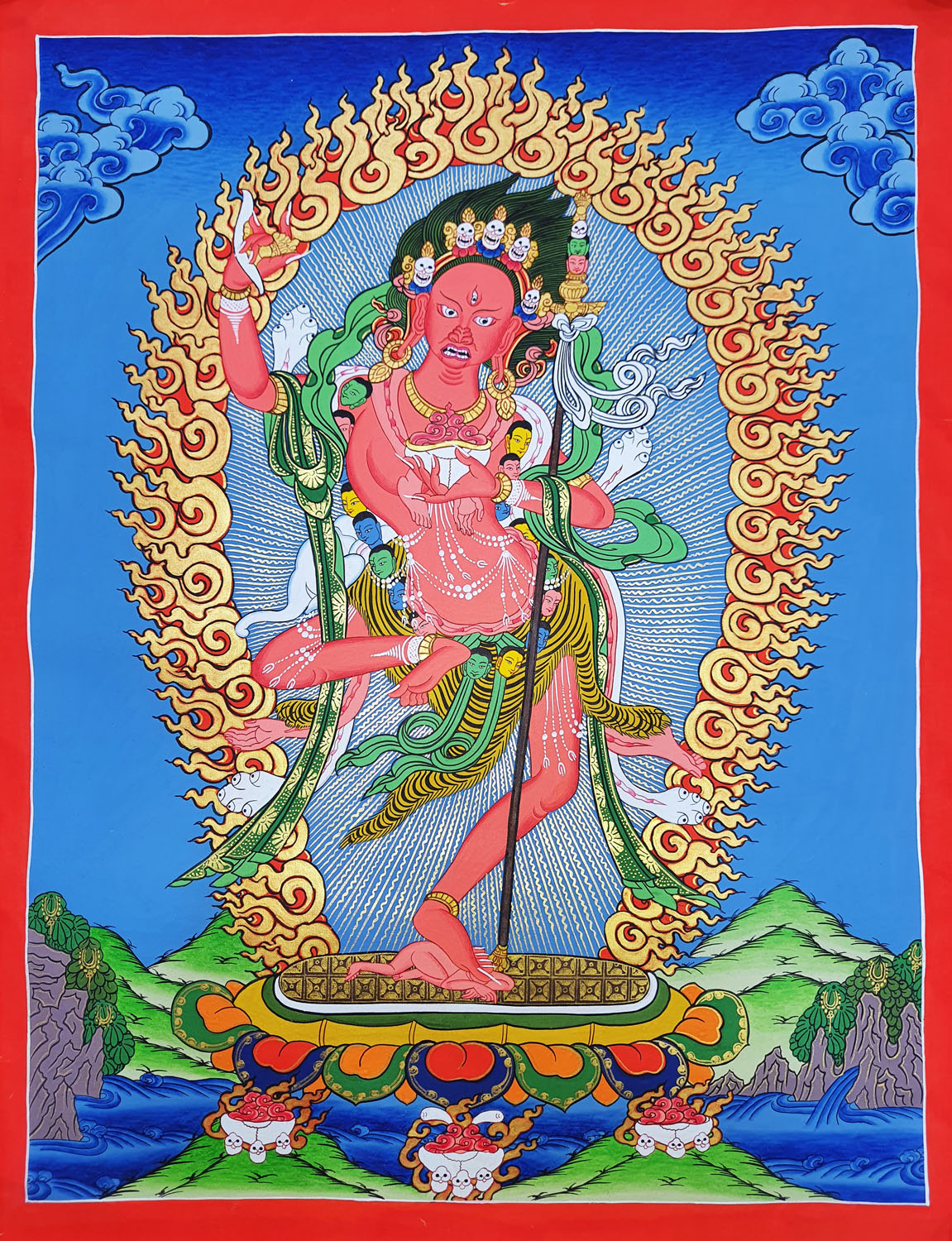 Vajravarahi/ Dorje Phagmo Hand-Painted Tibetan Thangka Painting From Nepal