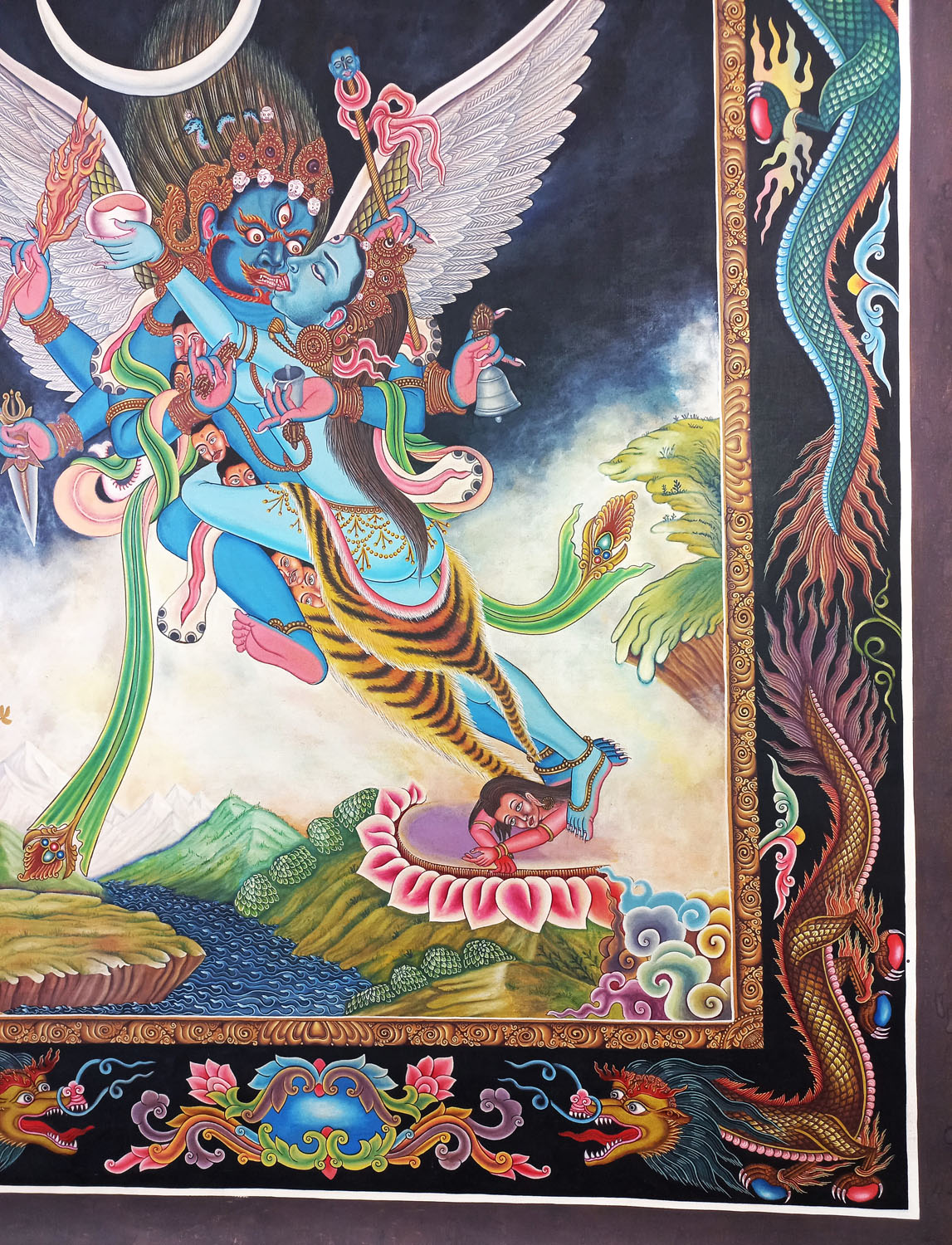 Newari Paubha Of VajraKilya Masterpiece Old Hand Painted Thangka Painting