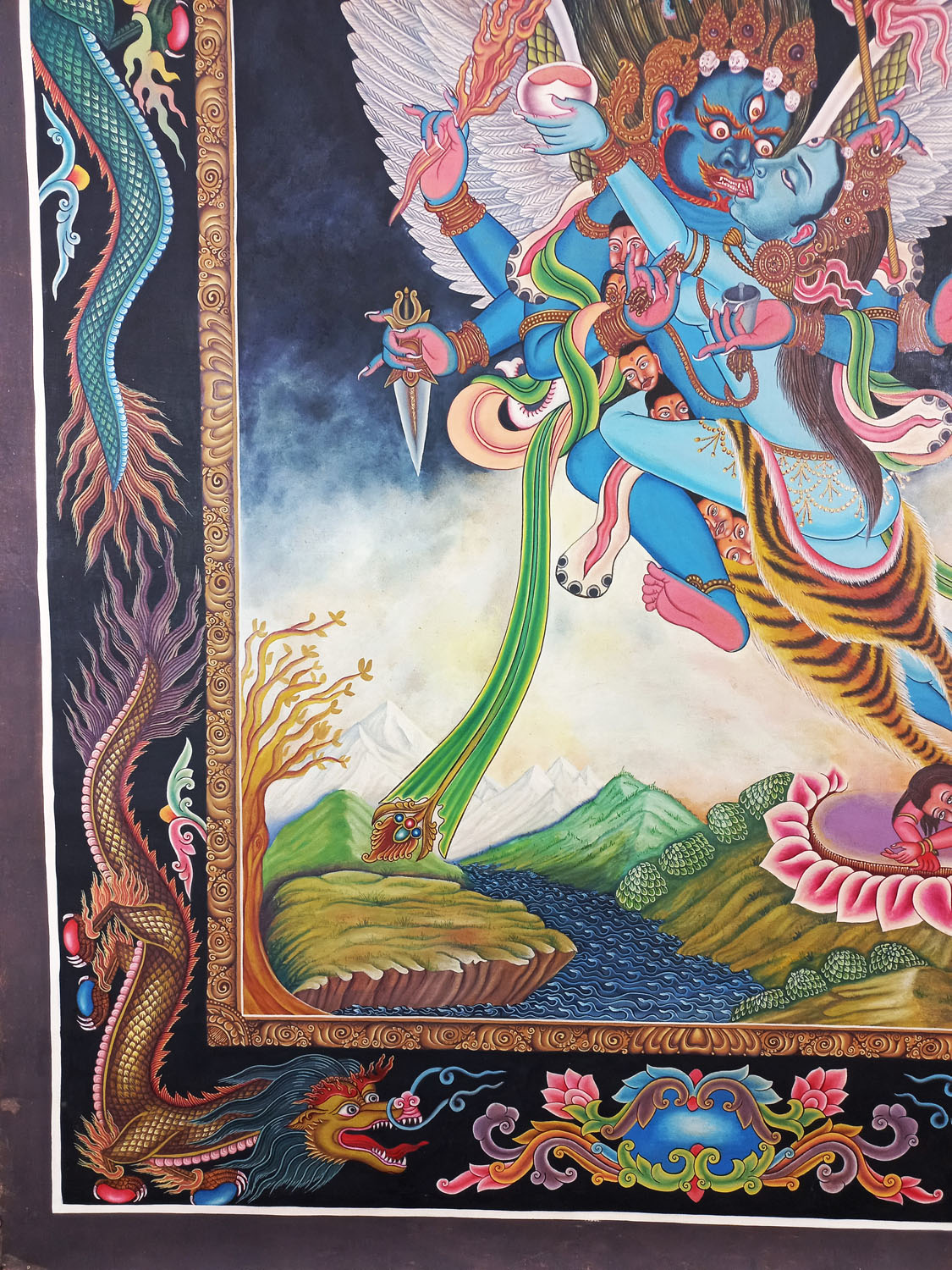 Newari Paubha Of VajraKilya Masterpiece Old Hand Painted Thangka Painting