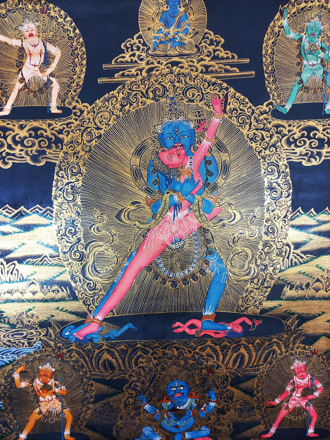 Chakrasamvara Hand-Painted Old Style  Thangka Painting From Nepal