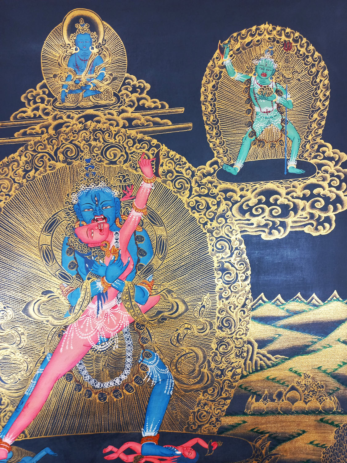 Chakrasamvara Hand-Painted Old Style  Thangka Painting From Nepal