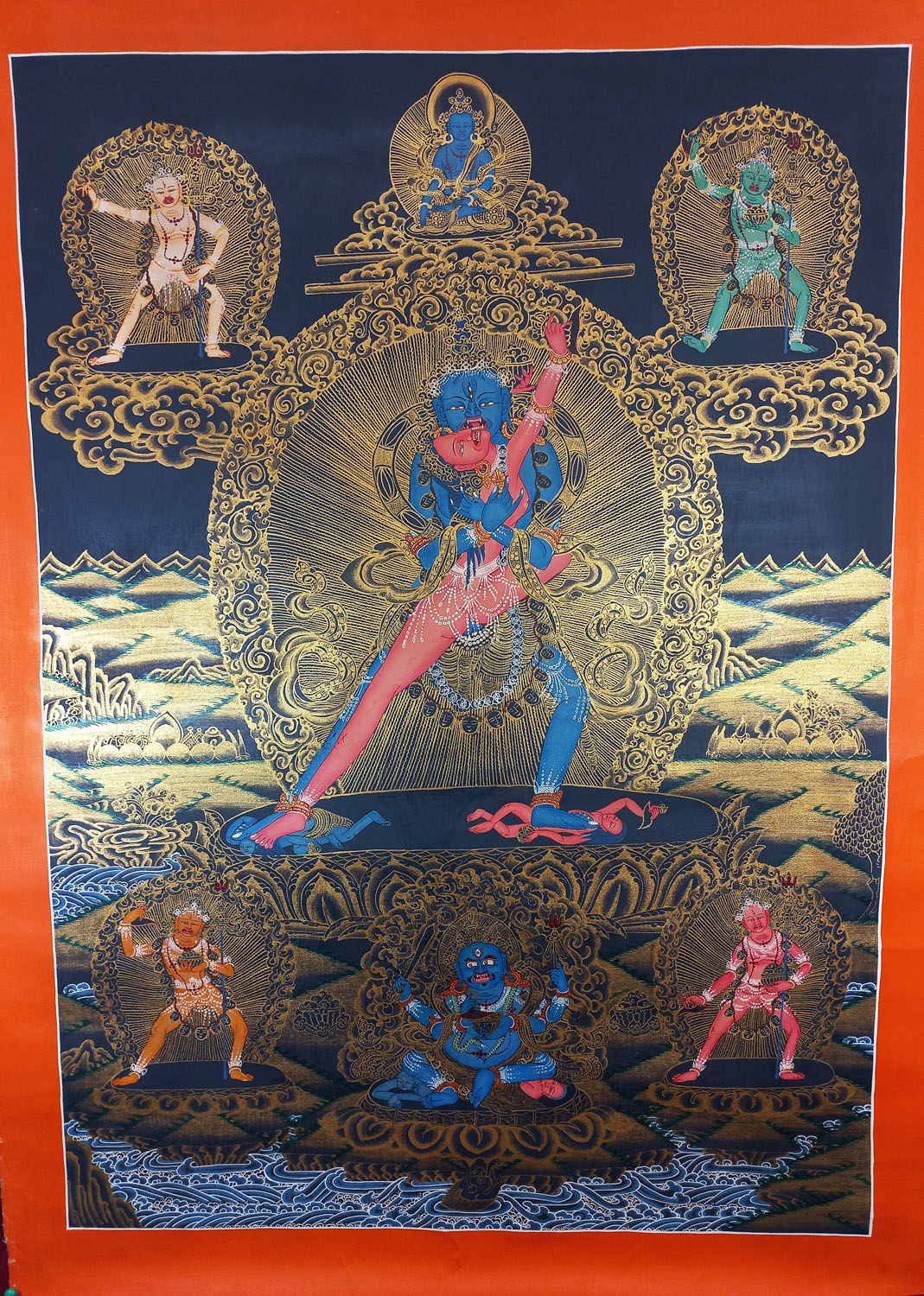 Chakrasamvara Hand-Painted Old Style  Thangka Painting From Nepal