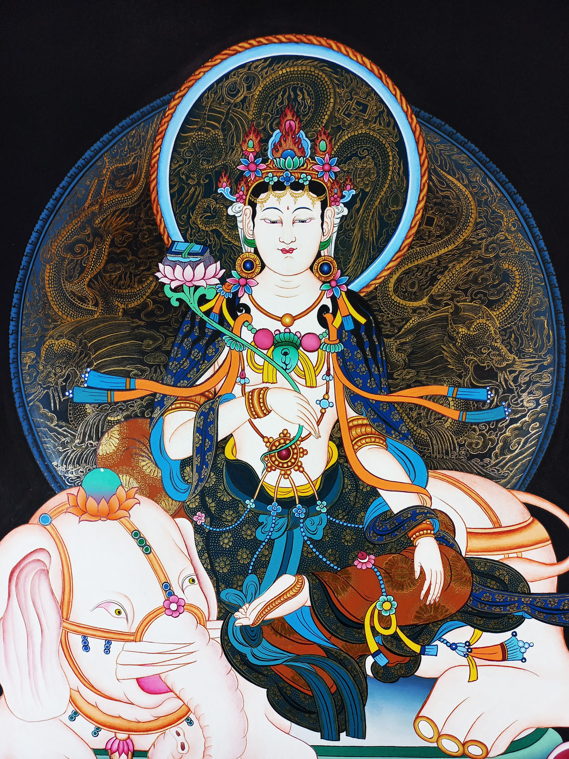 Kuayin Masterpiece 24k Gold Tibetan Thangka Painting