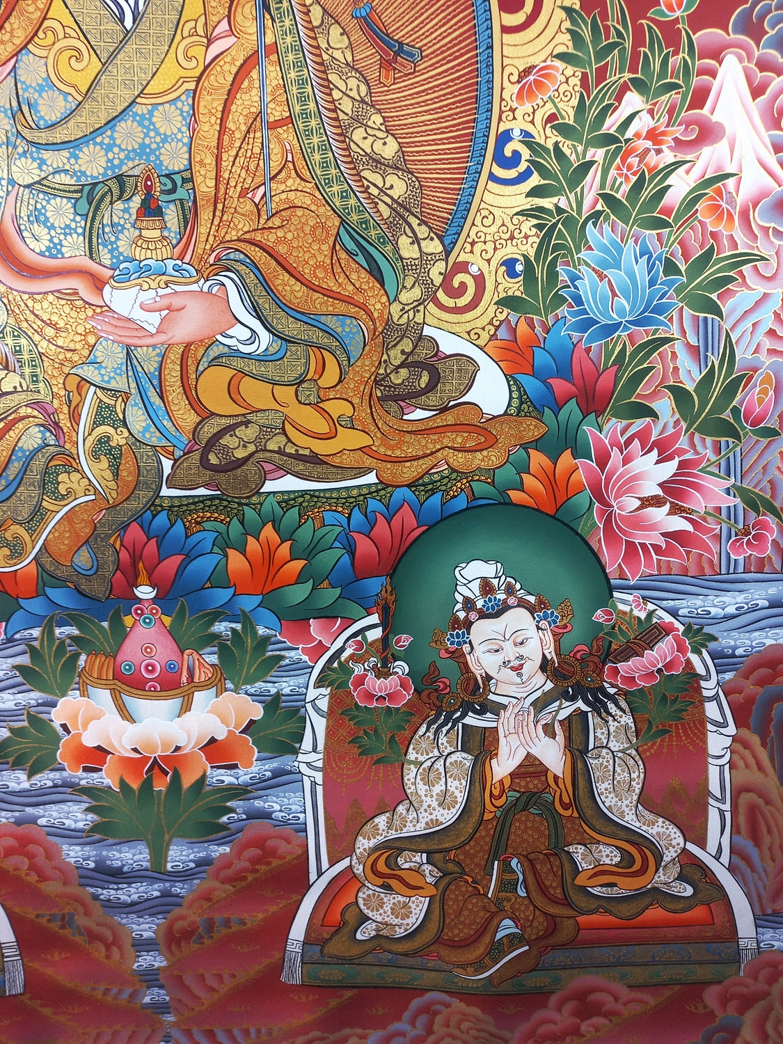 Guru Rinpoche Hand-Painted Masterpiece Tibetan Thangka Painting