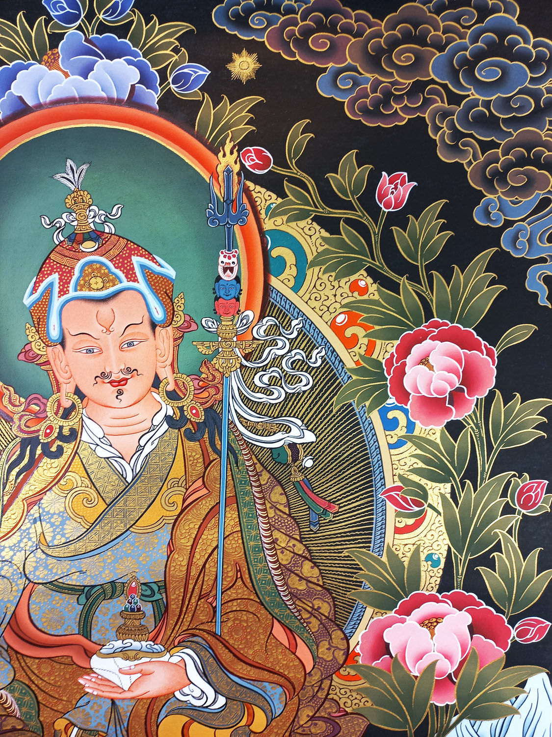 Guru Rinpoche/ Padmasambhava Hand-Painted Masterpiece Tibetan Thangka Painting