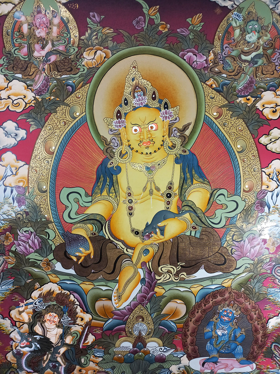 Pancha Jambhala/ Five Jambhala Masterpiece Tibetan Hand Painted Thangka