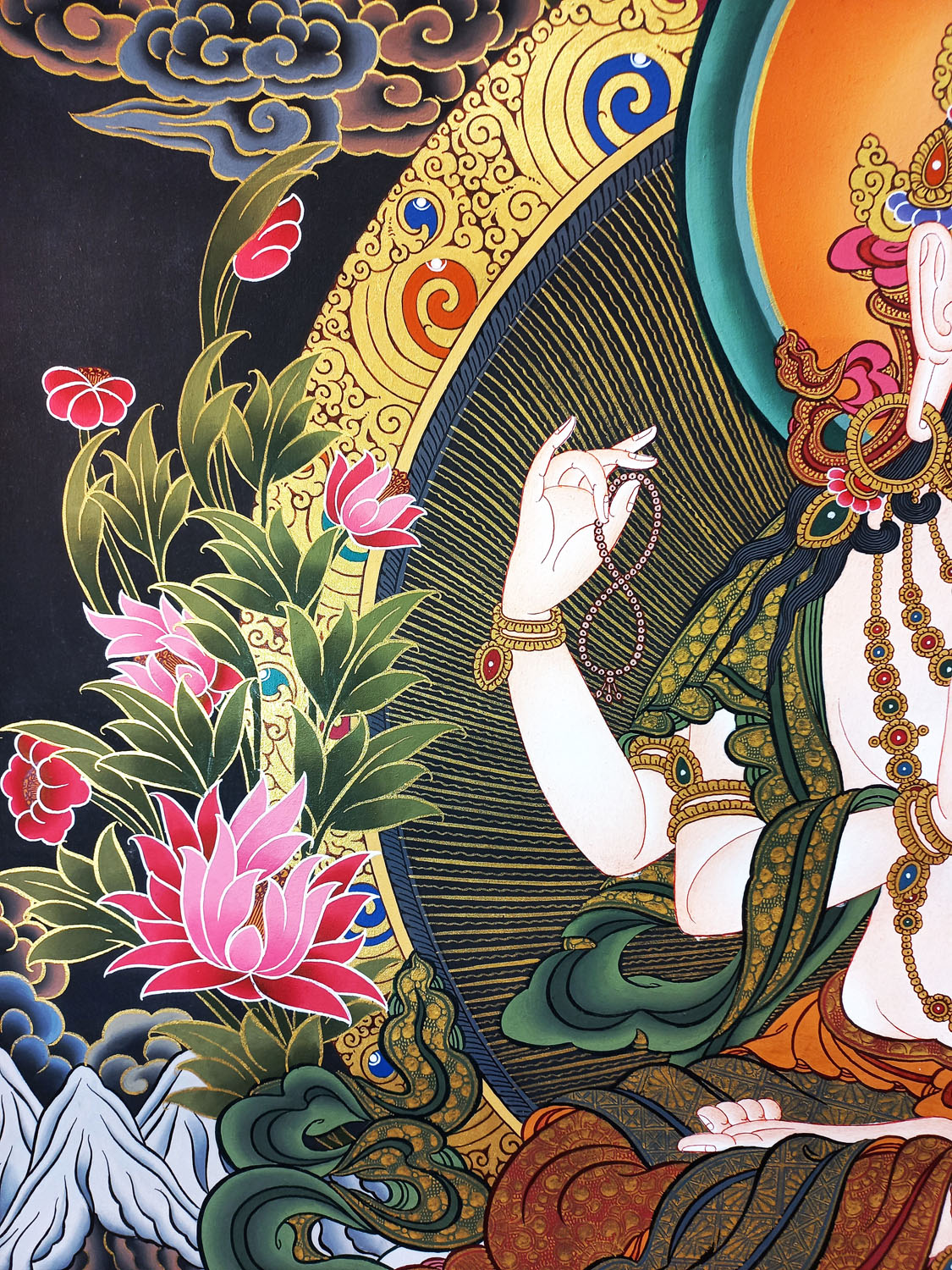 Chenrezig/ Compassion Buddha Masterpiece Tibetan Hand-Painted Thangka Painting