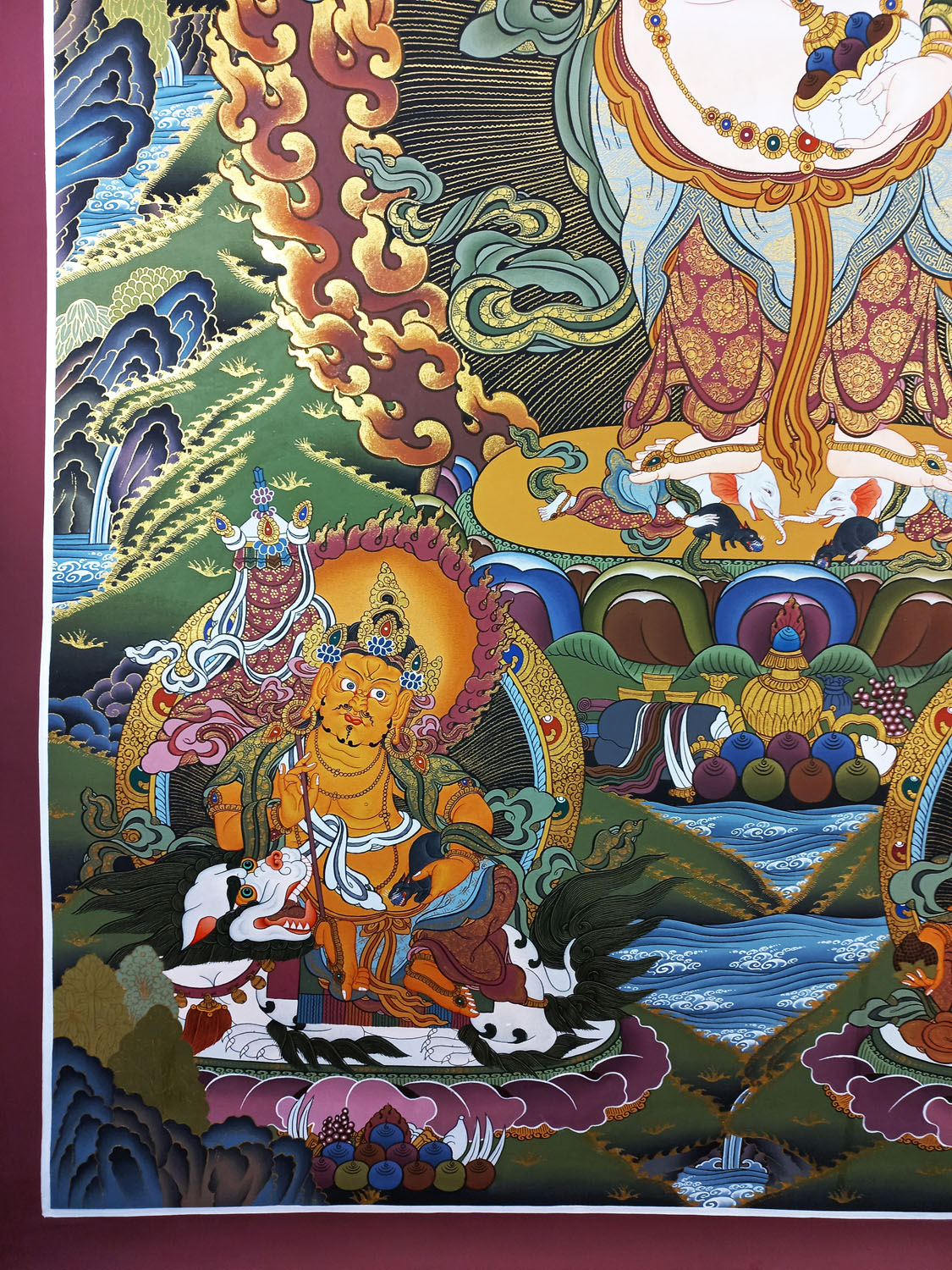 White Mahankala Masterpiece Tibetan Hand-Painted Thangka Painting From Nepal