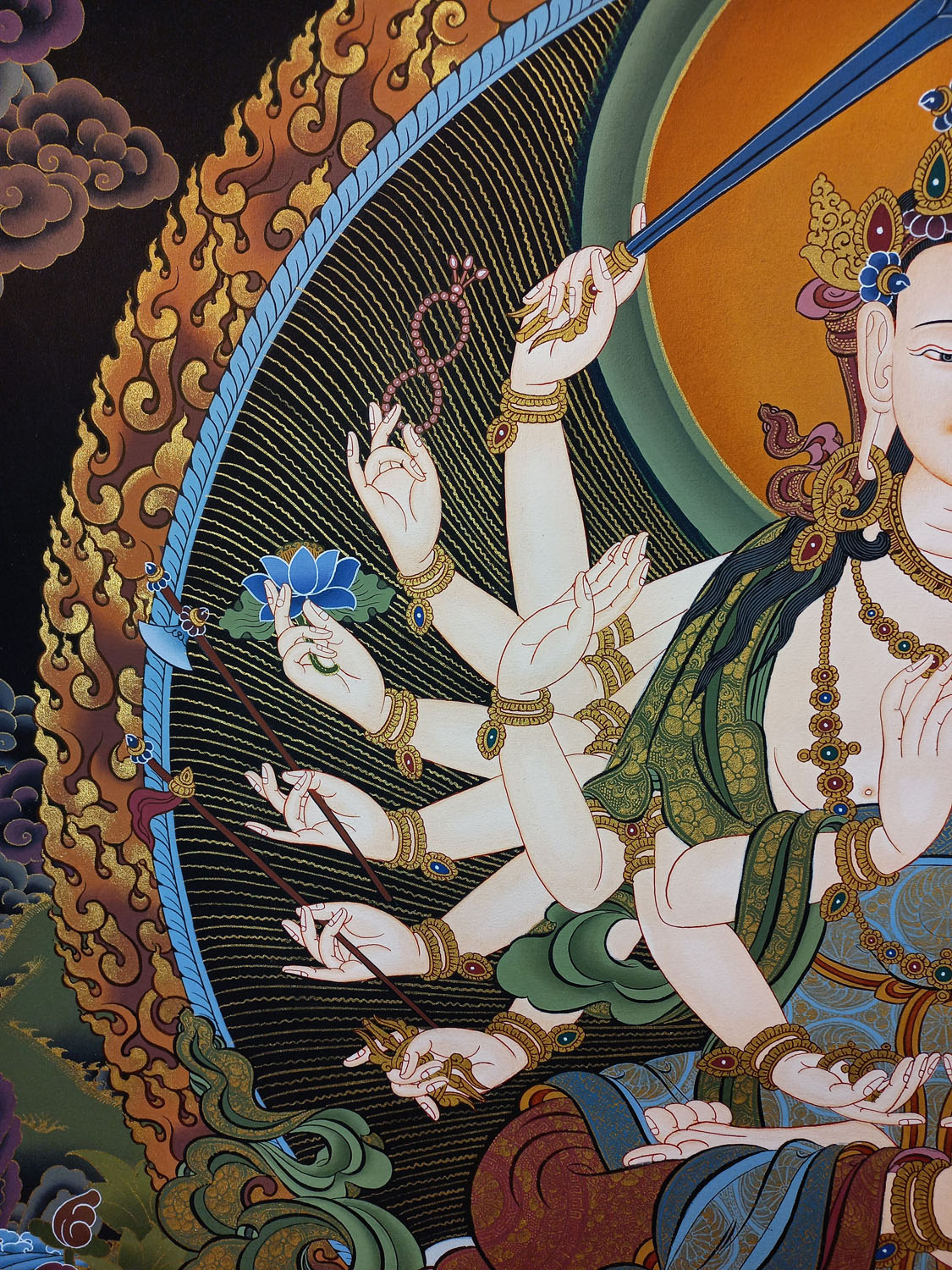 Chandi Masterpiece Hand-Painted Tibetan Thangka Painting From Nepal