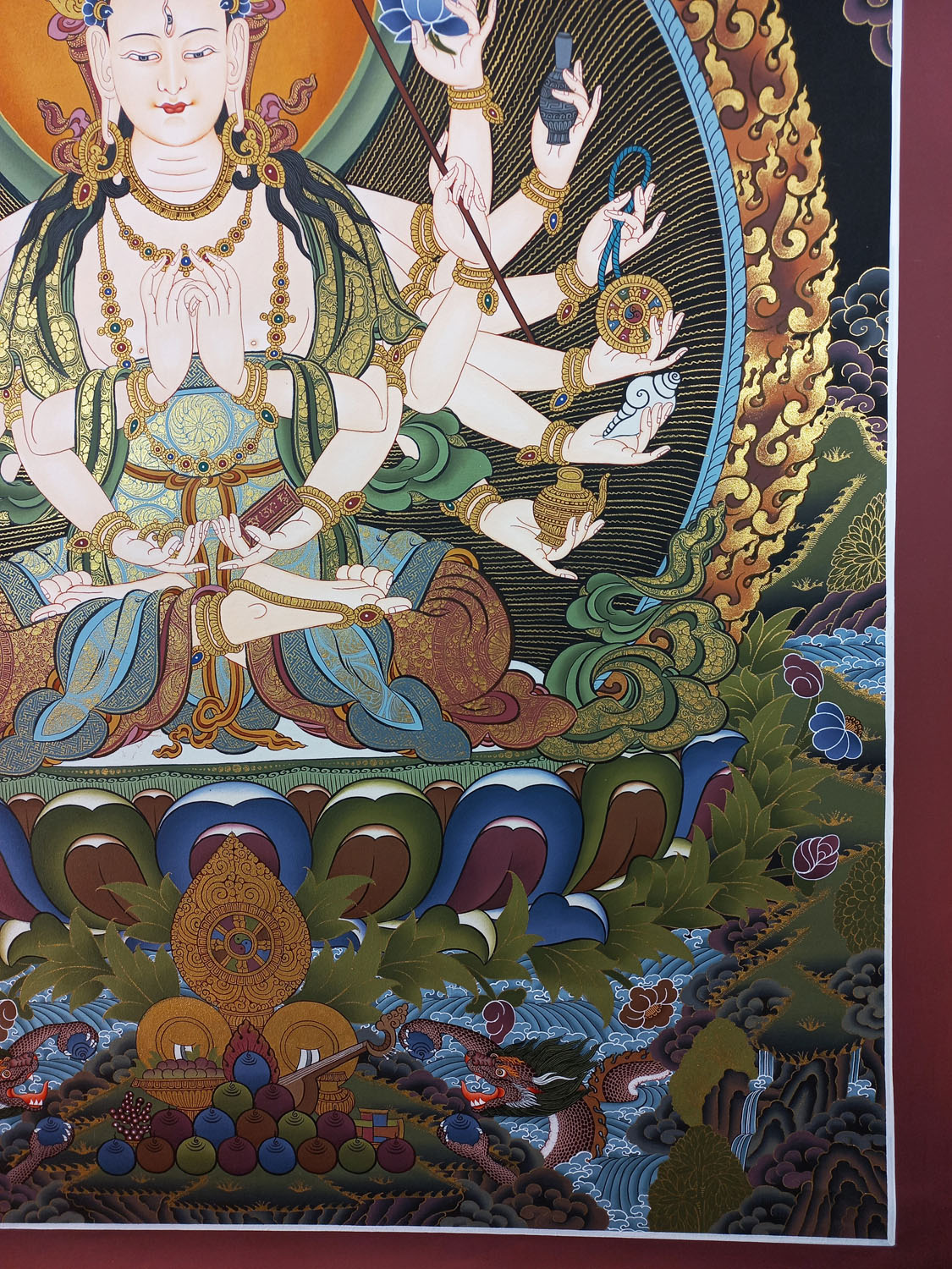 Chandi Masterpiece Hand-Painted Tibetan Thangka Painting From Nepal