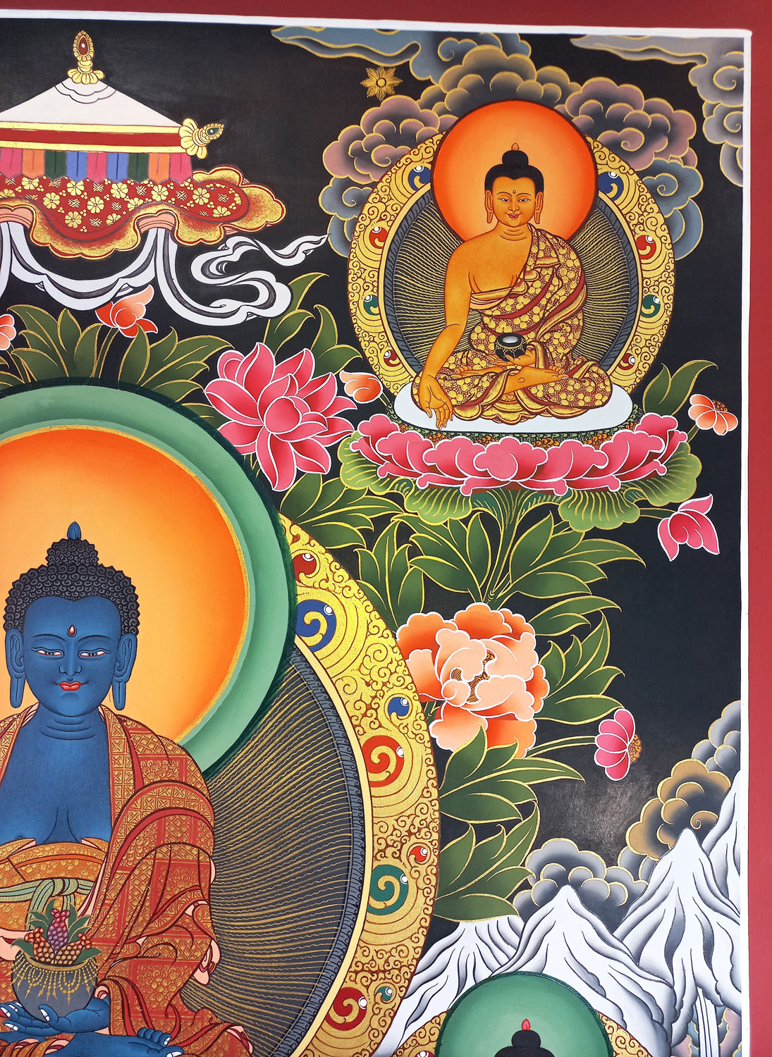 Original Hand Painted Eight Medicine Buddha / Bhaisajyaguru Masterpiece Tibetan Thangka Painting