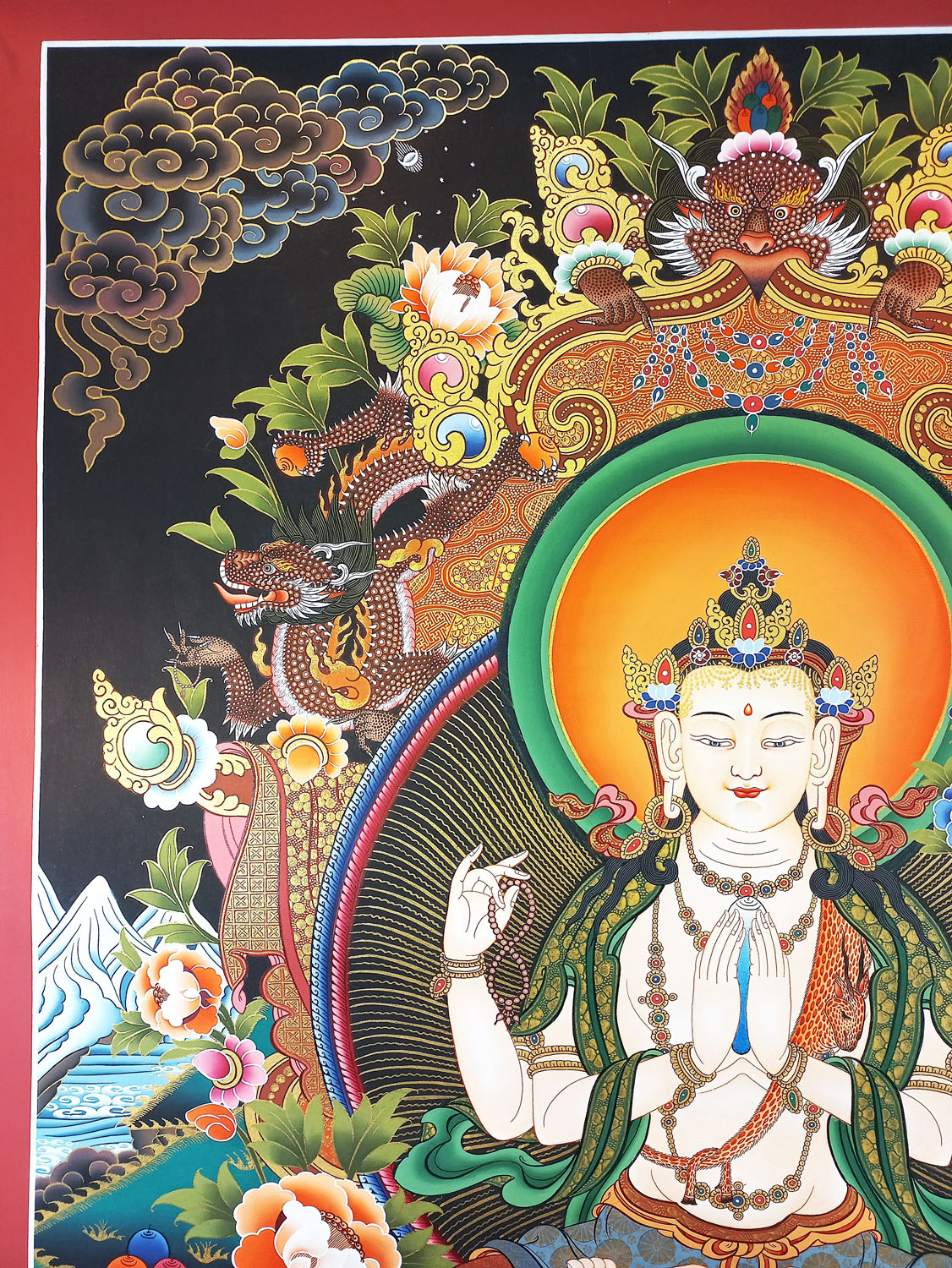 Chenrezig Compassion Buddha Original Hand- Painted Masterpiece Thangka Painting