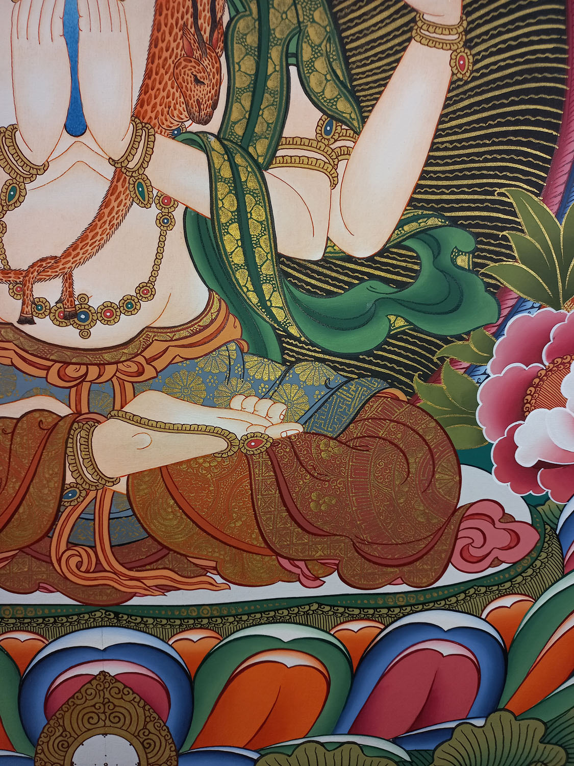 Chenrezig Compassion Buddha Original Hand- Painted Masterpiece Thangka Painting