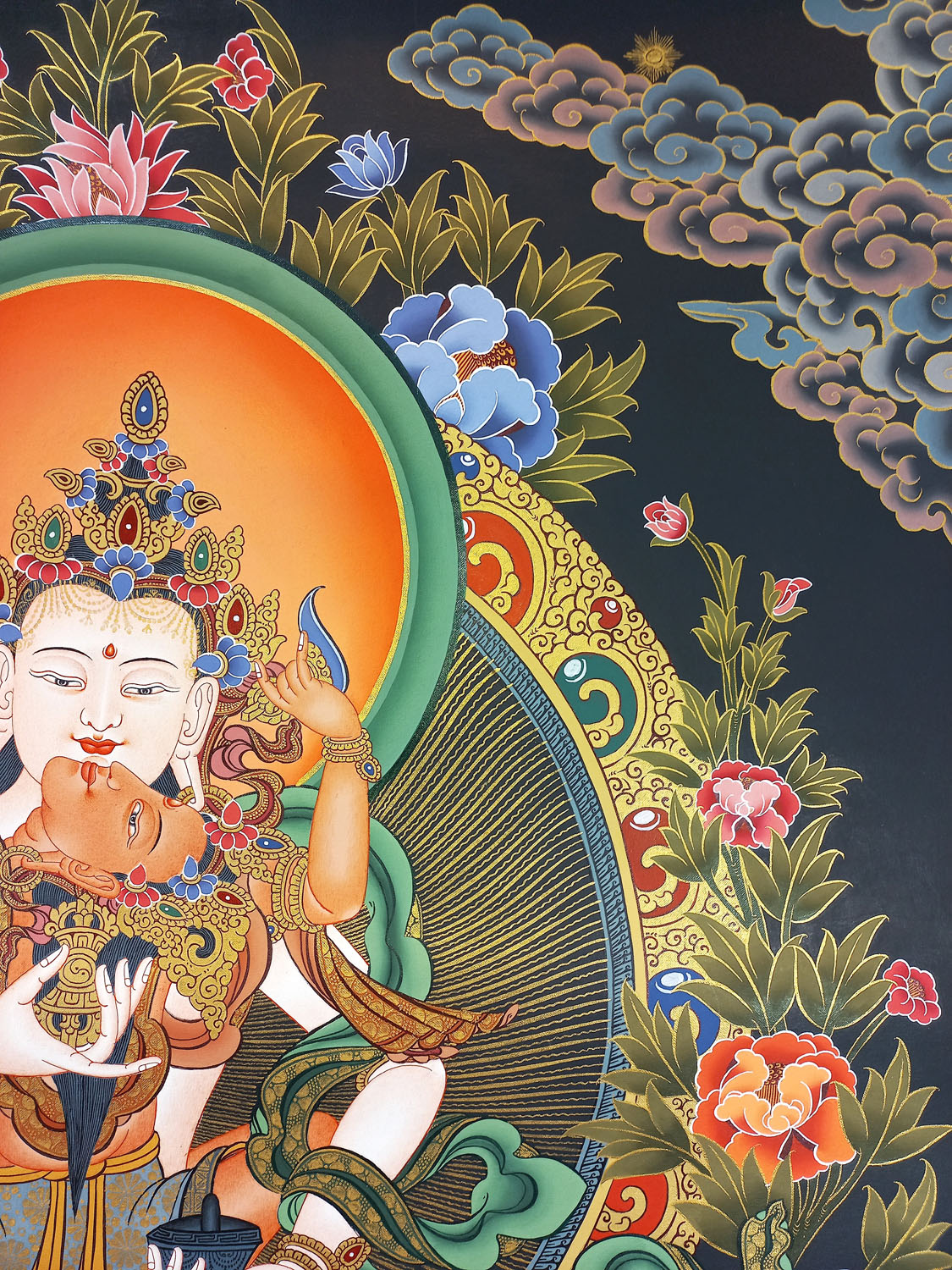 Vajrasattva Shakti Masterpiece Hand-Painted Tibetan Thangka Painting From Nepal