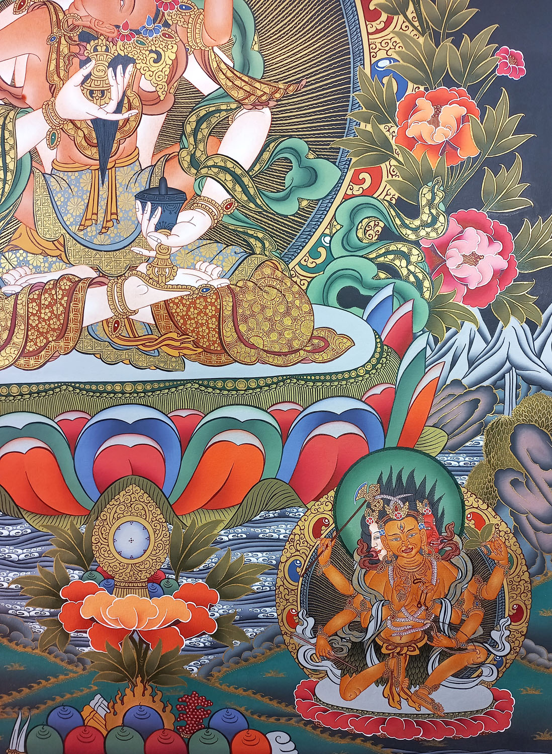 Vajrasattva Shakti Masterpiece Hand-Painted Tibetan Thangka Painting From Nepal