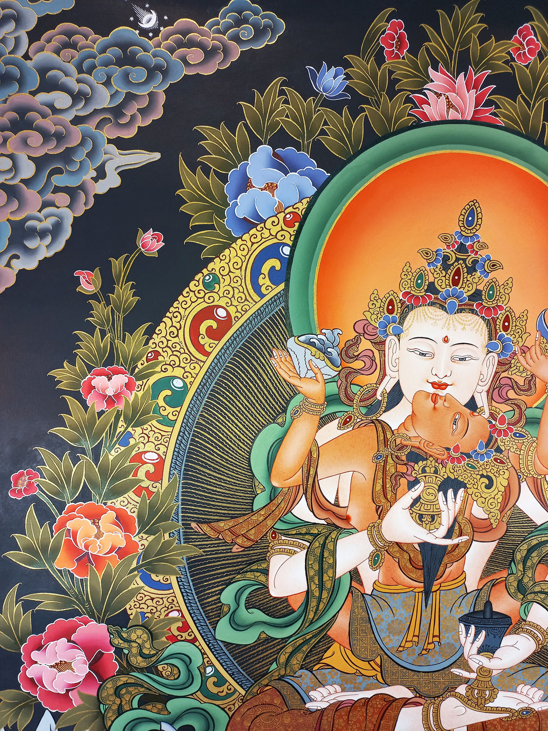 Vajrasattva Shakti Masterpiece Hand-Painted Tibetan Thangka Painting From Nepal