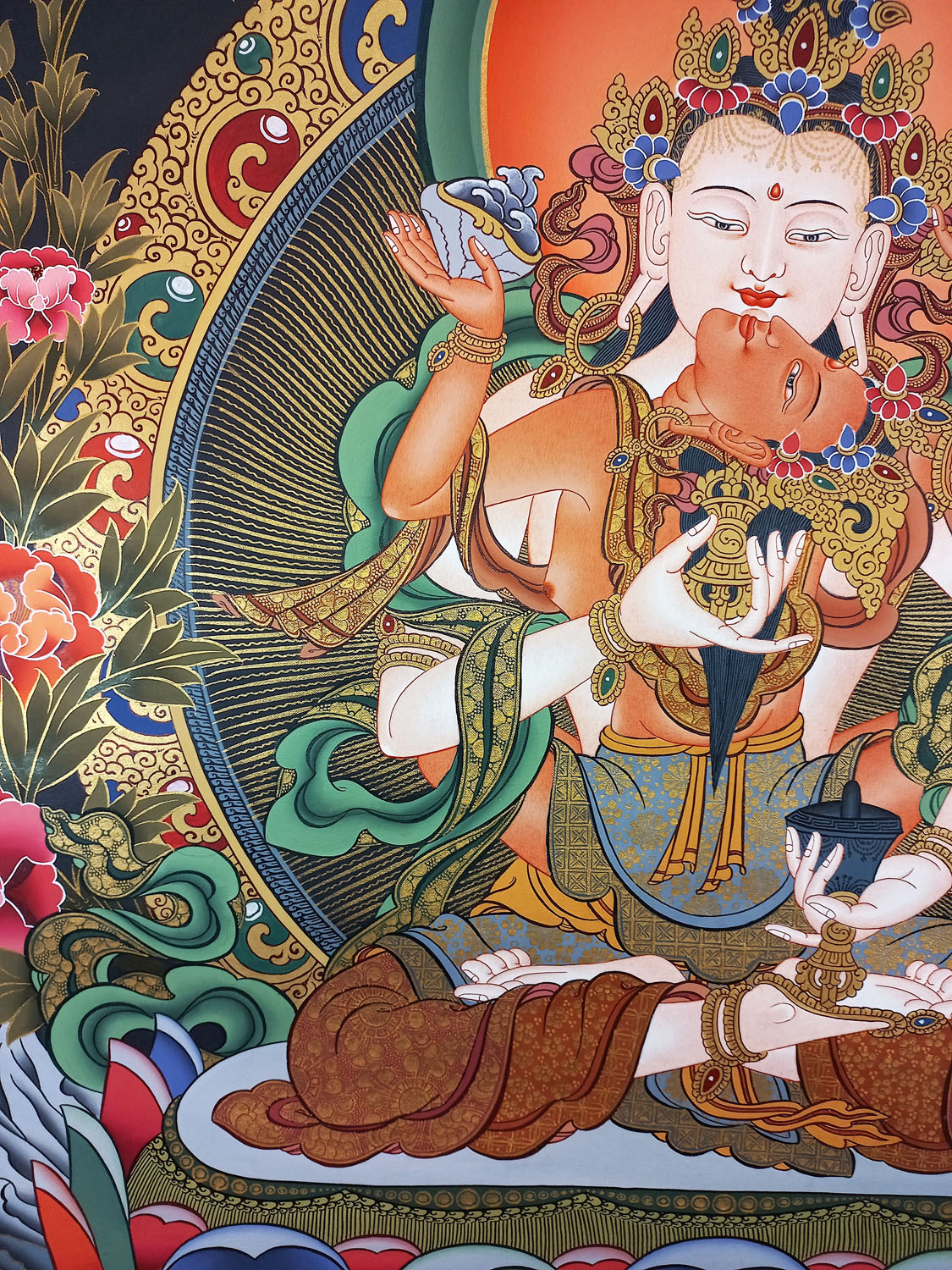 Vajrasattva Shakti Masterpiece Hand-Painted Tibetan Thangka Painting From Nepal