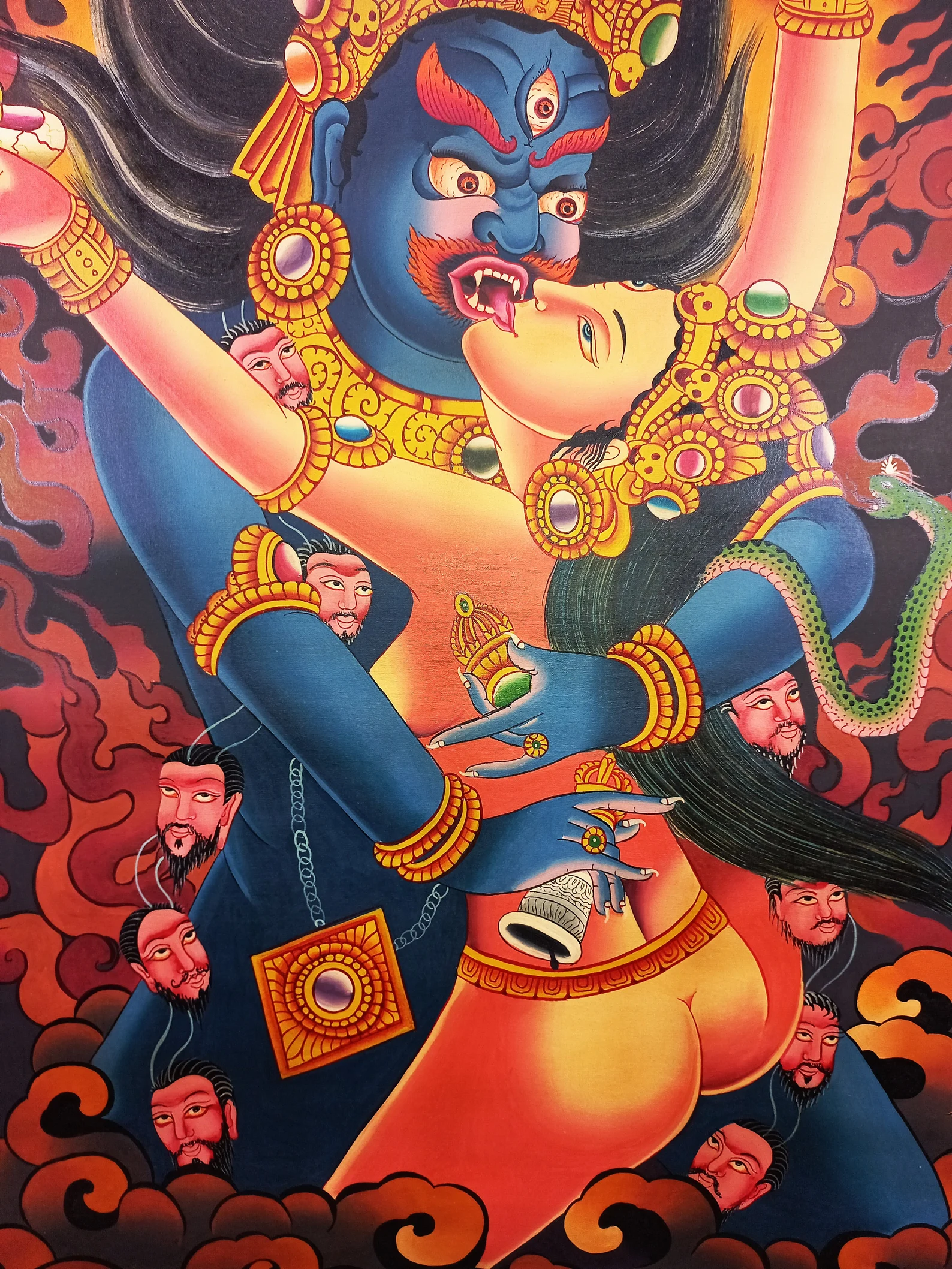 Chakrasamvara Thangka Painting Hand Painted Newari Style Canvas Cotton Thangka Painting From Nepal