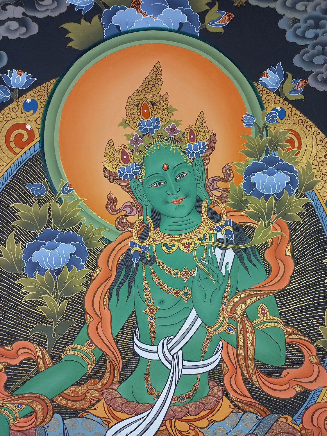 Green Tara original Masterpiece Hand-Painted Tibetan Thangka Painting