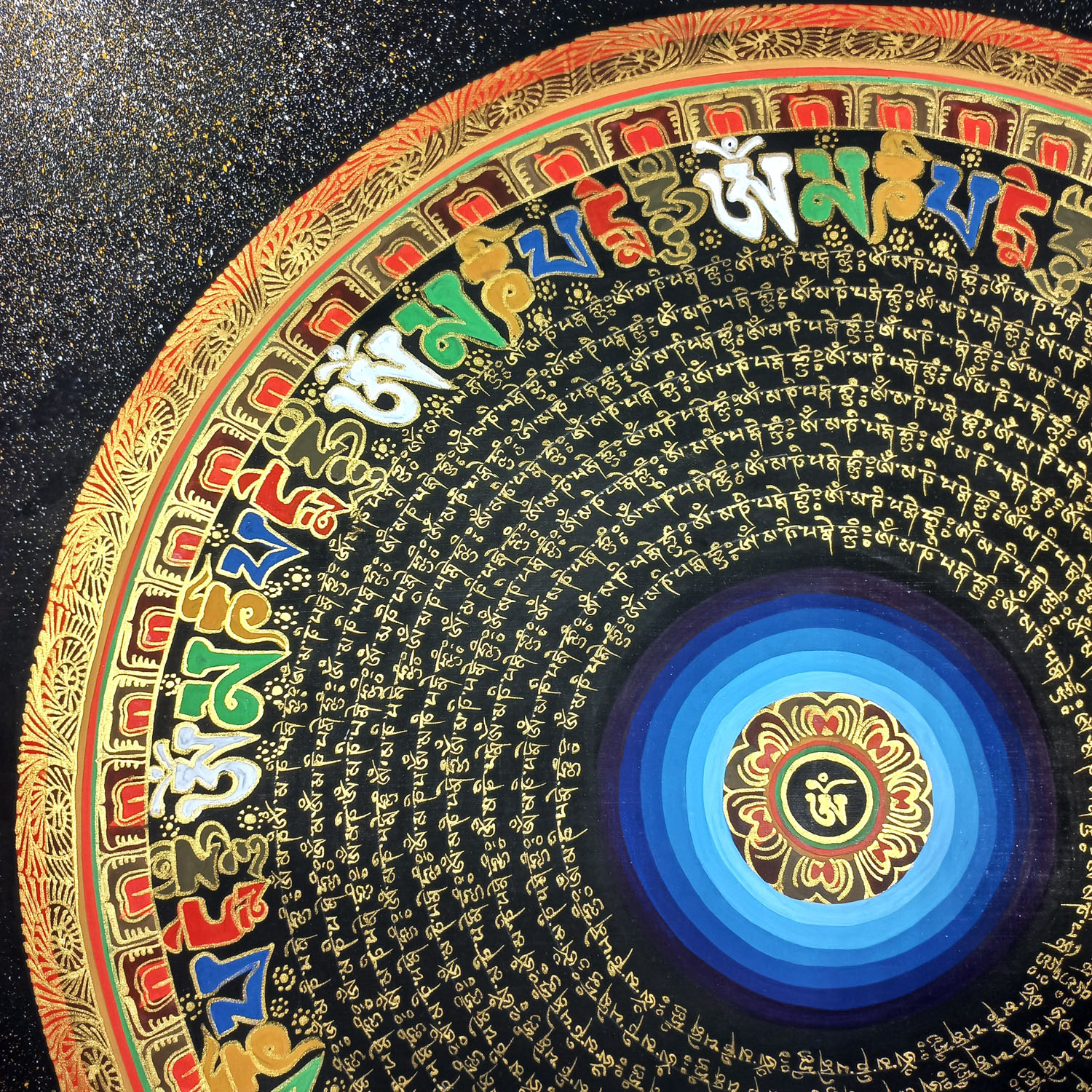 Om Mantra Mandala Hand-Painted Thangka Painting