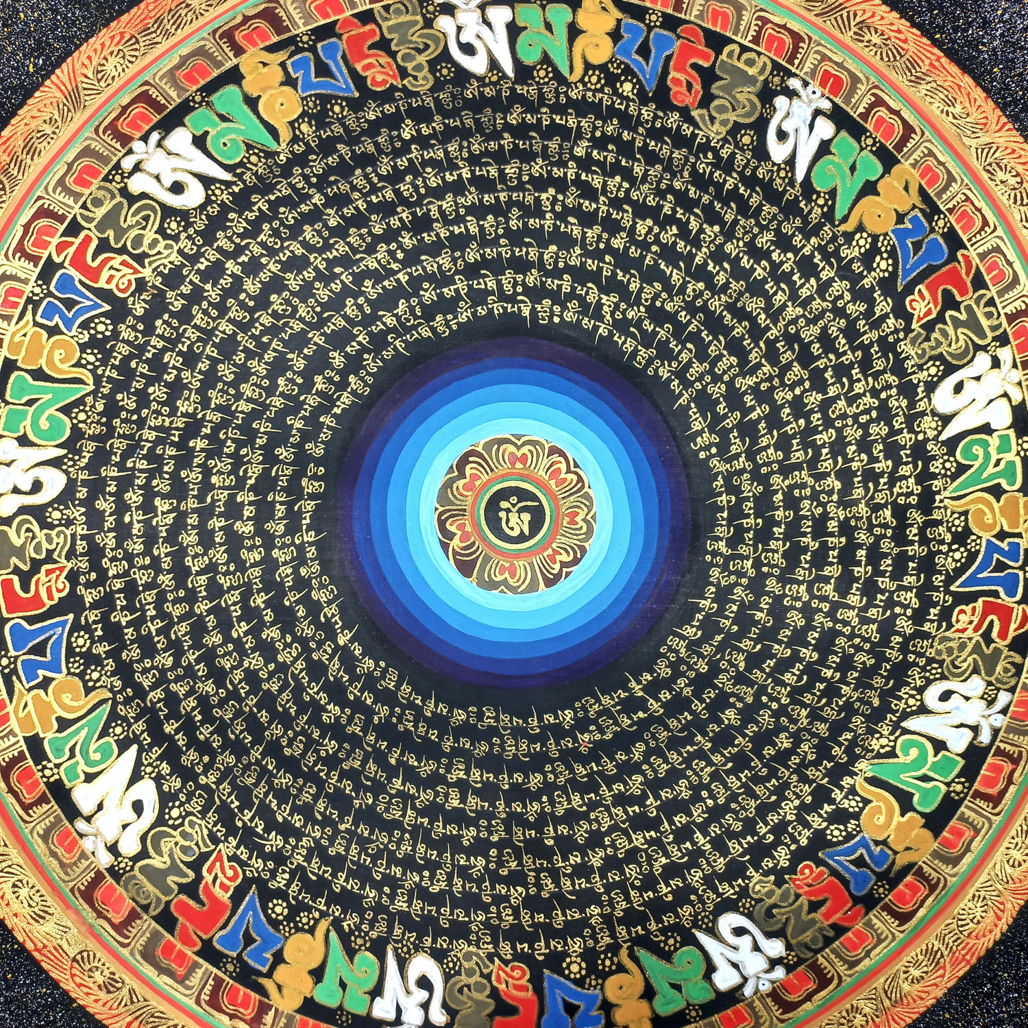 Om Mantra Mandala Hand-Painted Thangka Painting