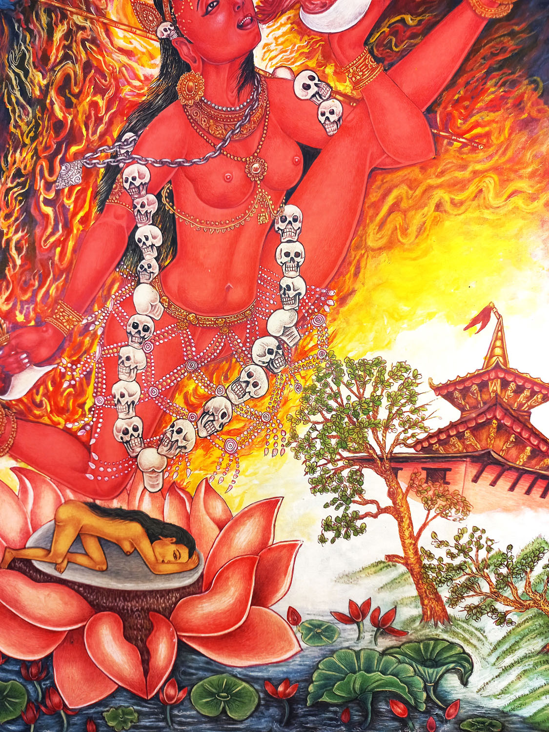 Original Hand-painted Akash Yogini /Jogini Original Masterpiece High-Quality Newari Pauva Painting