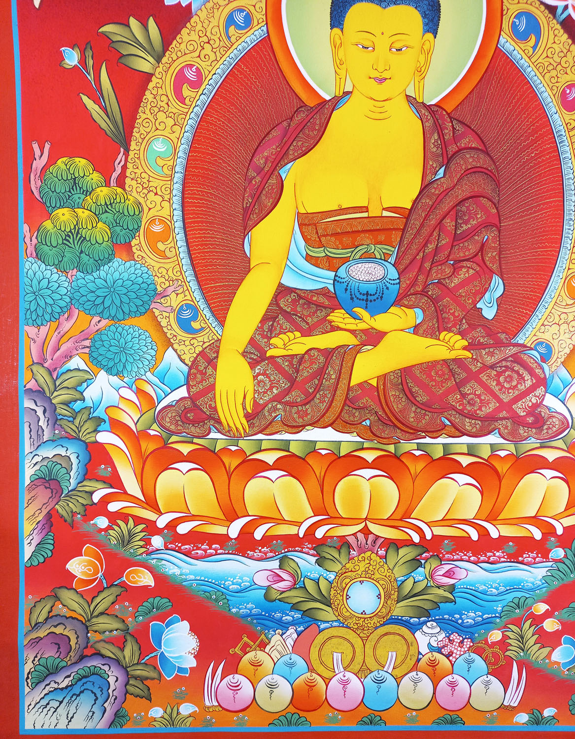 Original Masterpiece Shakyamuni Buddha Hand-Painted Masterpiece Thangka Painting