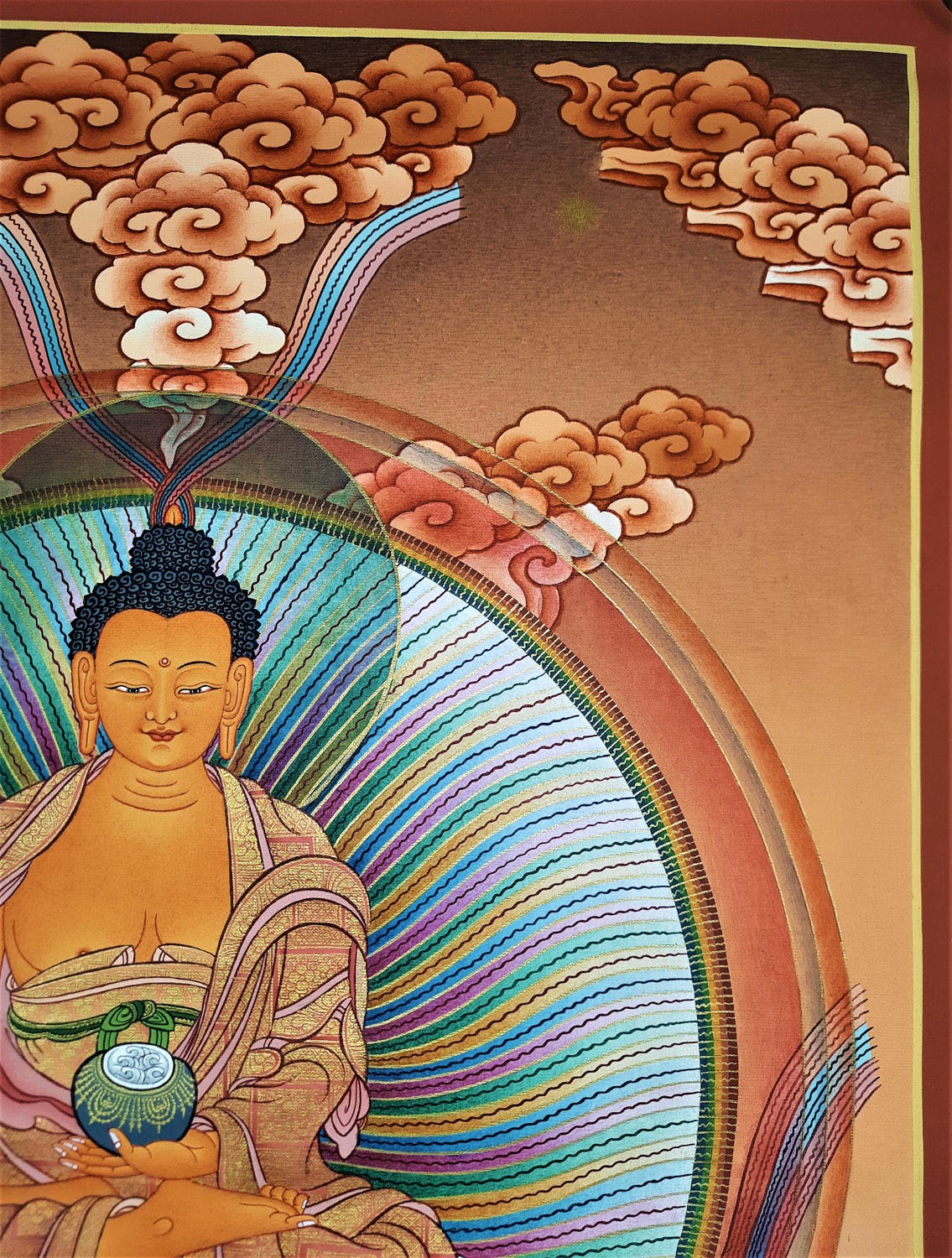 Original Masterpiece Shakyamuni Buddha 24k Gold Hand Painted Tibetan Thangka Painting From Nepal