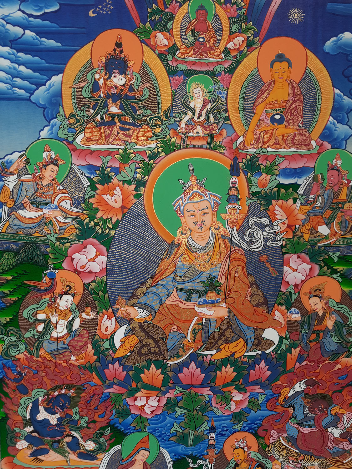 Eight Manifestations of Guru Rinpoche Tibetan Thangka Painting