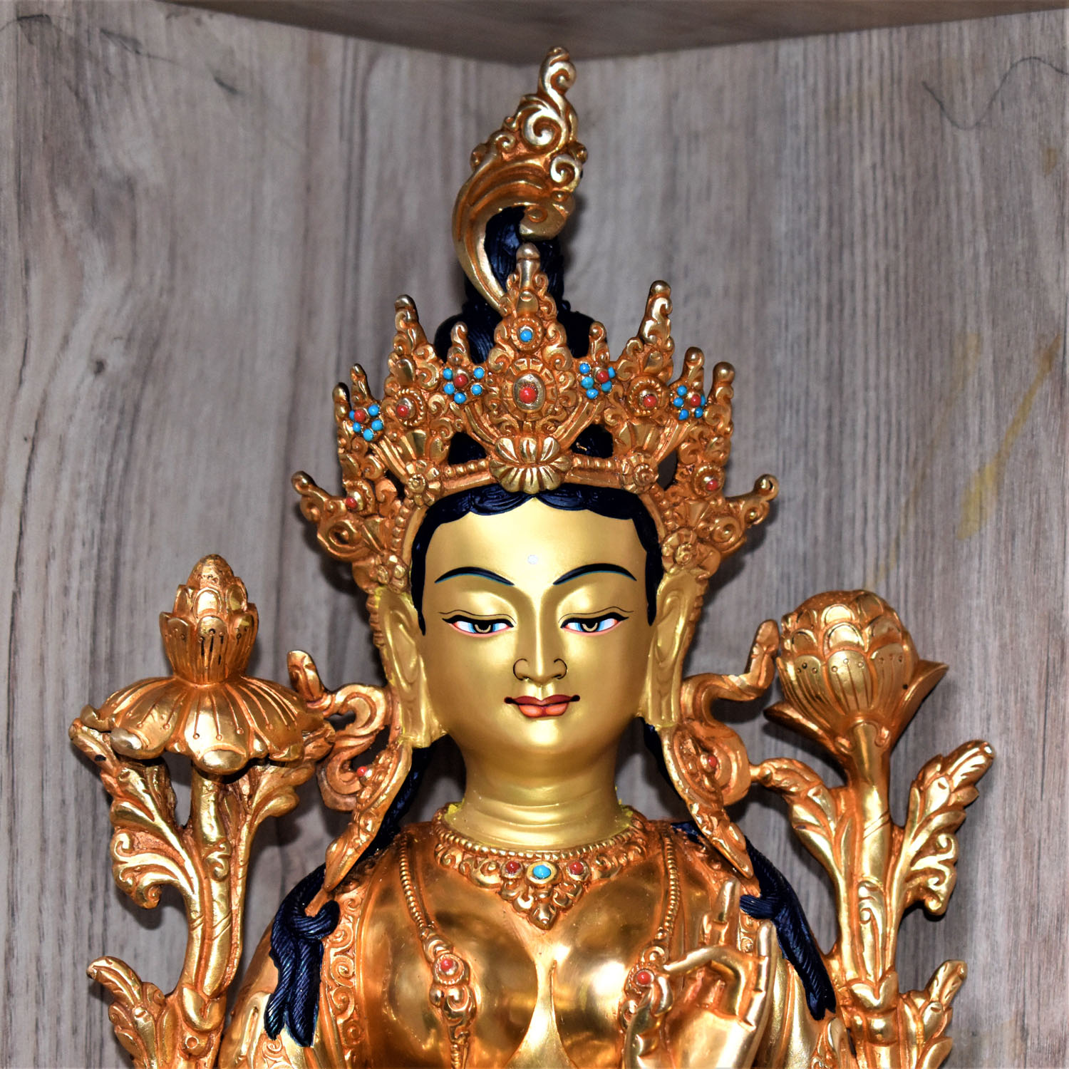 Green Tara Gold Plated Masterpiece Statue From Nepal