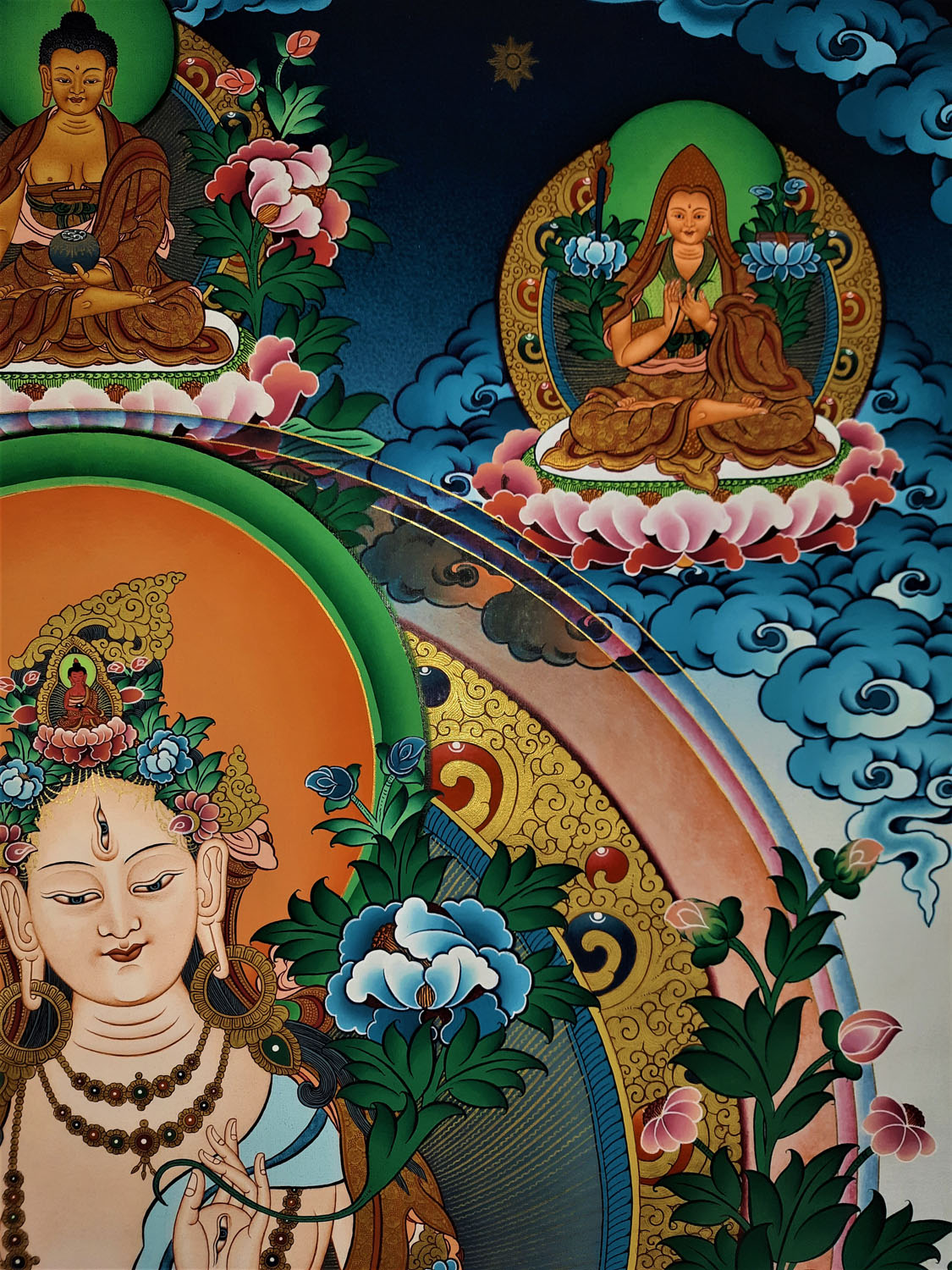 White Tara Masterpiece 24k Gold Thangka Painting