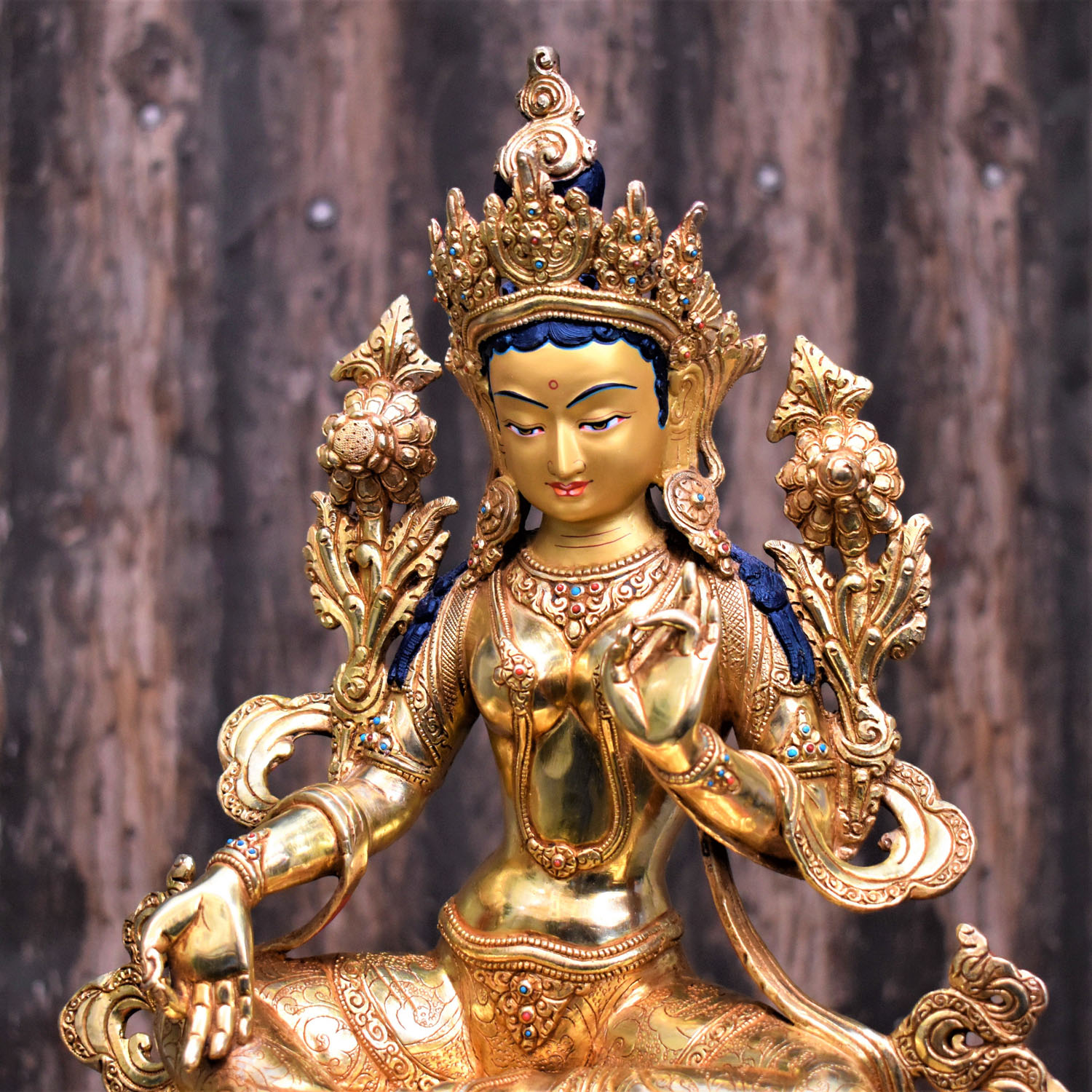 Green Tara Masterpiece Hand-Painted Tibetan Statue