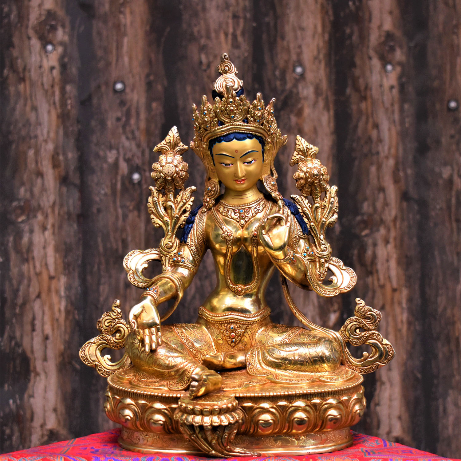 Green Tara Masterpiece Hand-Painted Tibetan Statue