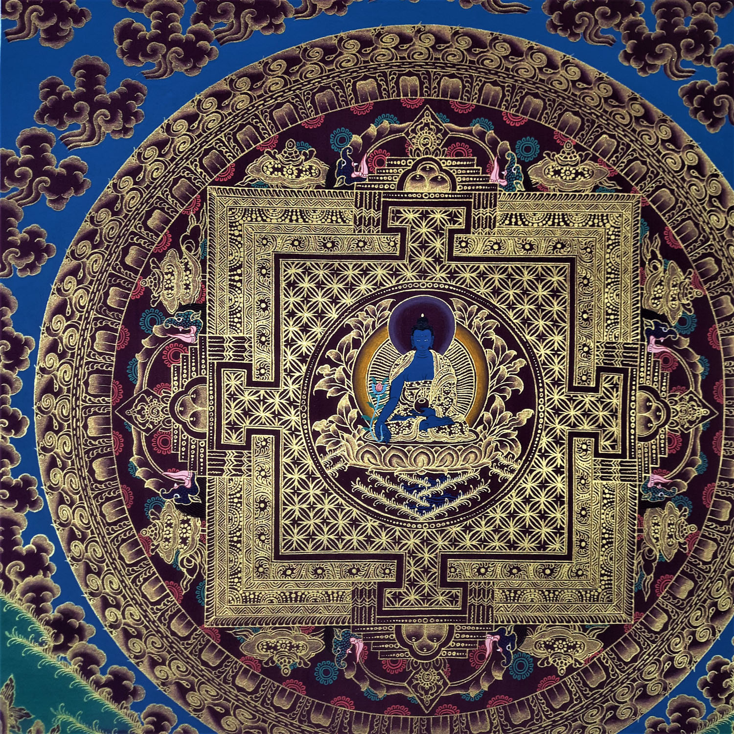 Medicine Buddha Mandala Masterpiece Thangka Painting