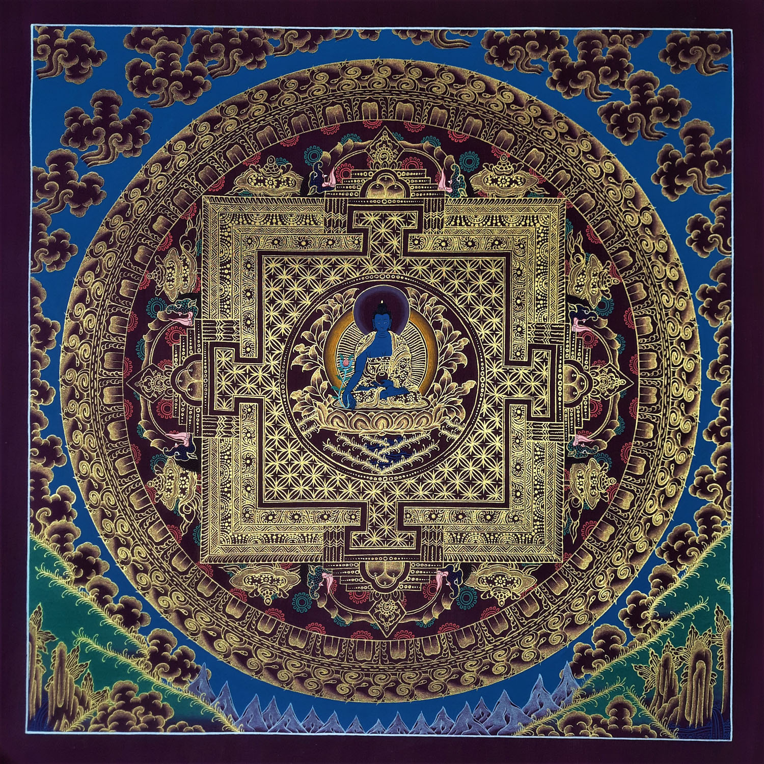 Medicine Buddha Mandala Masterpiece Thangka Painting