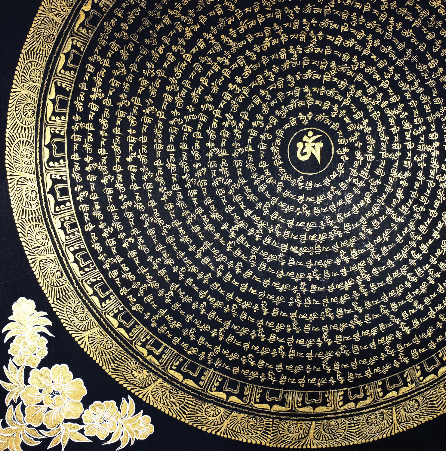 Flower Om Mantra Mandala Tibetan Thangka Painting