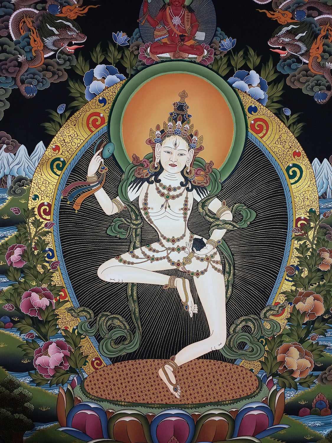 Original Large Machig Labdron / Yogini Masterpiece Painting Tibetan Wall hanging Thangka Painting