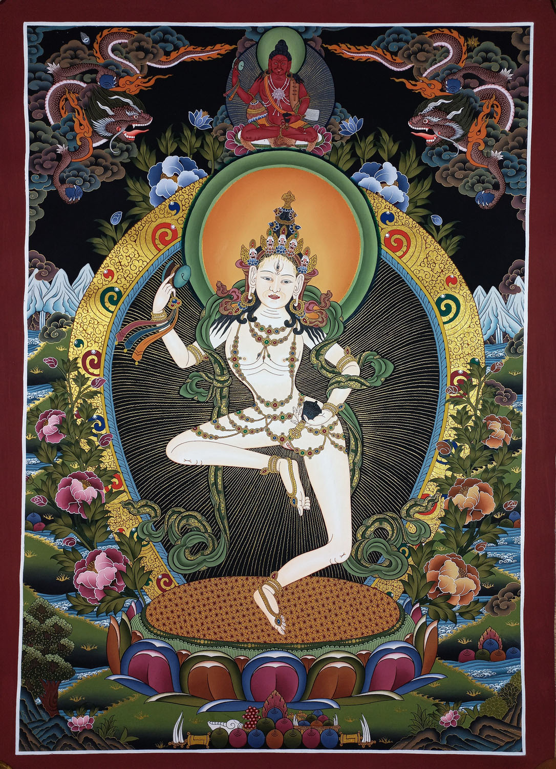 Original Large Machig Labdron / Yogini Masterpiece Painting Tibetan Wall hanging Thangka Painting