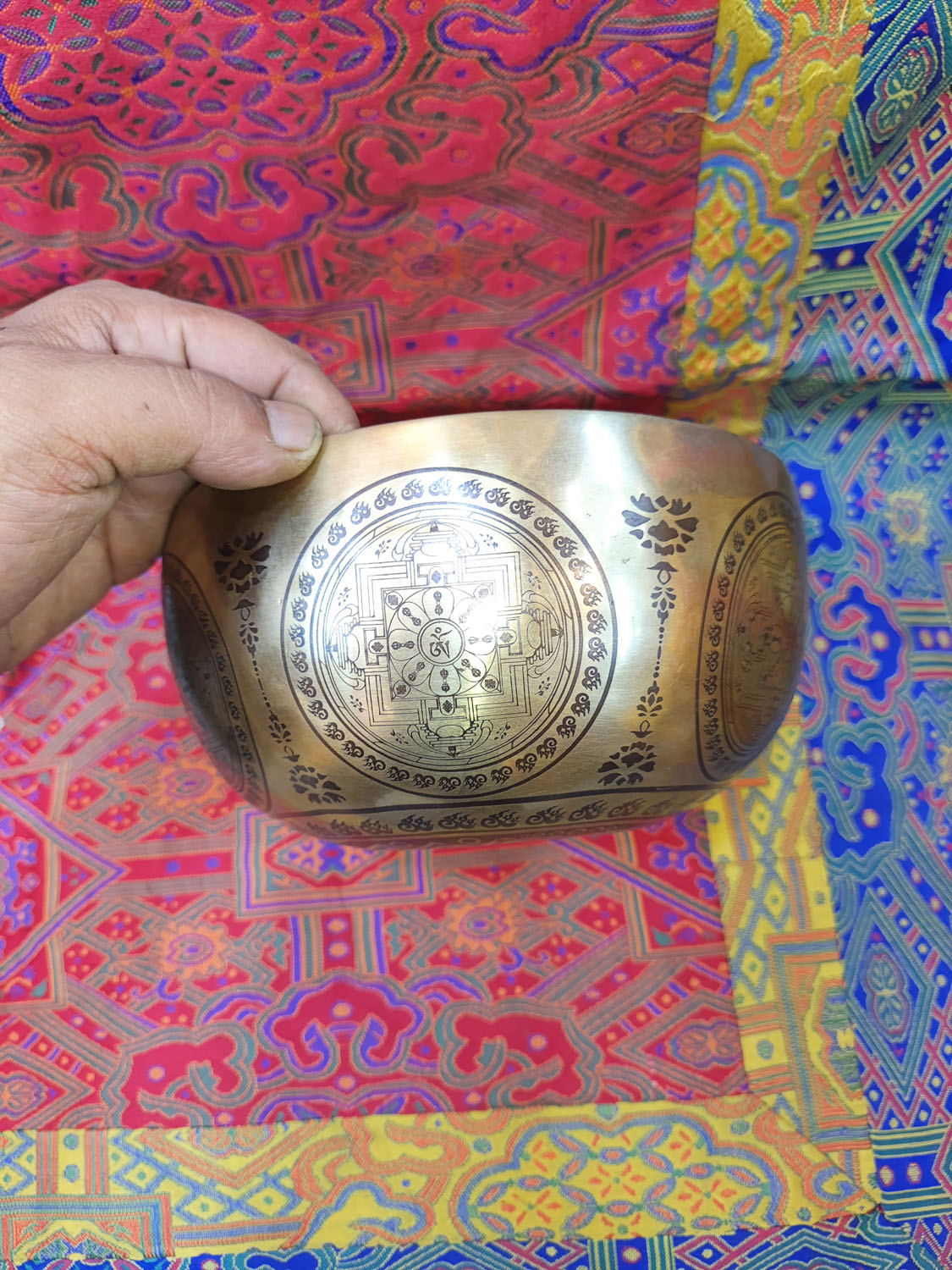 Hand Made 7 Different Metals Green Tara Singing Bowls