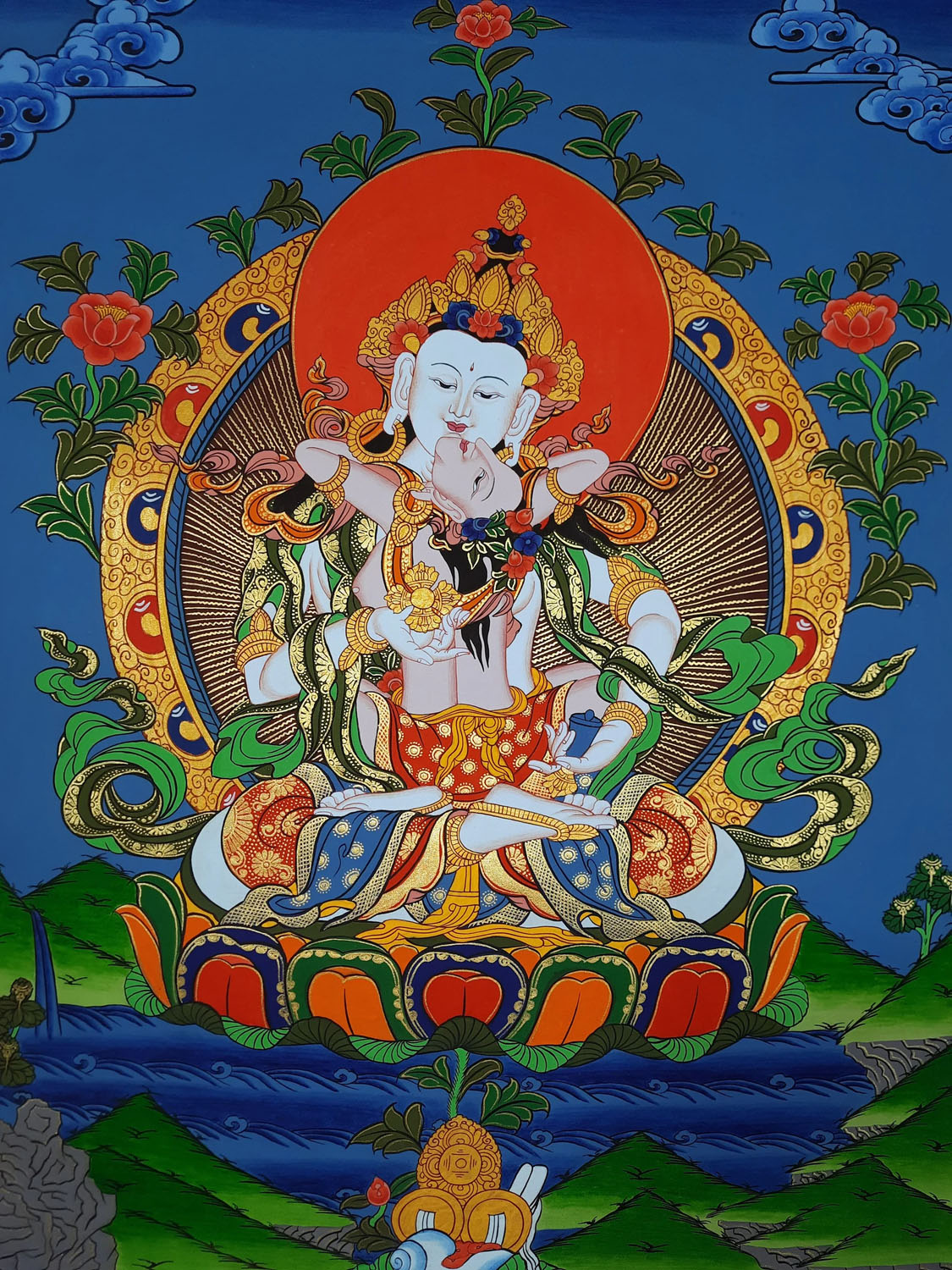 Varasattva Shakti union of wisdom and compassion Original Masterpiece Hand-Painted Tibetan Thangka Painting