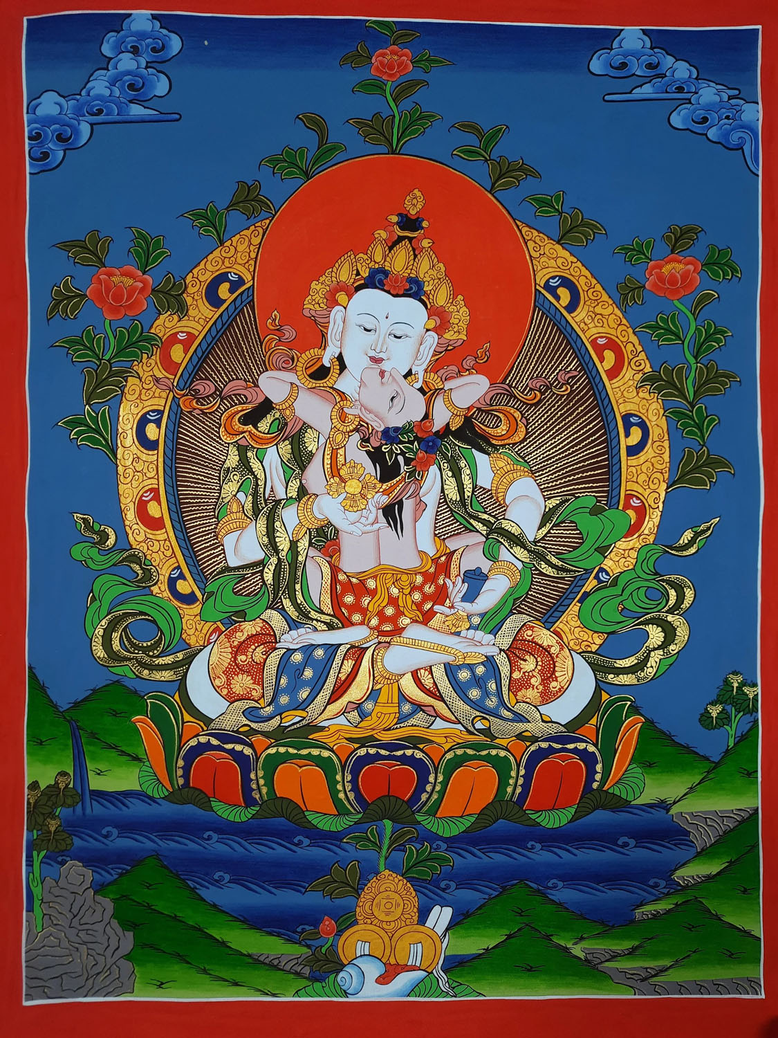 Varasattva Shakti union of wisdom and compassion Original Masterpiece Hand-Painted Tibetan Thangka Painting