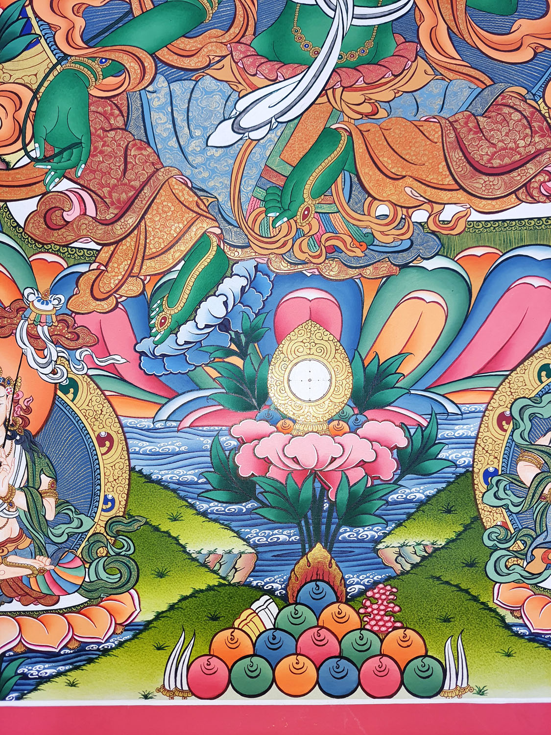 Green Tara Masterpiece 24k Gold Hand Painted Tibetan Thangka Painting From Nepal