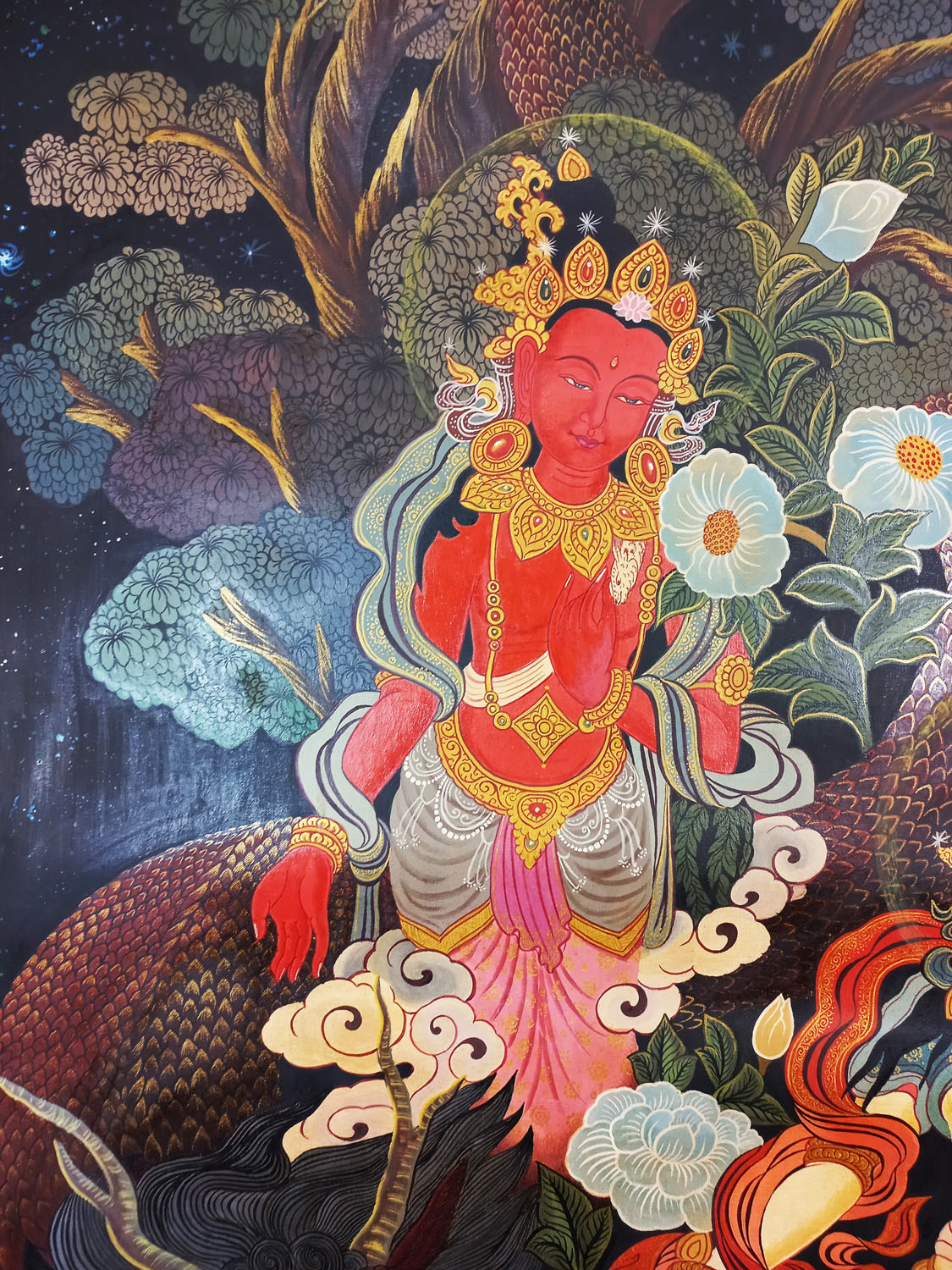 Newar Puabha WhiteTara And Red PadmaPani Lokeshwor Thangka Painting