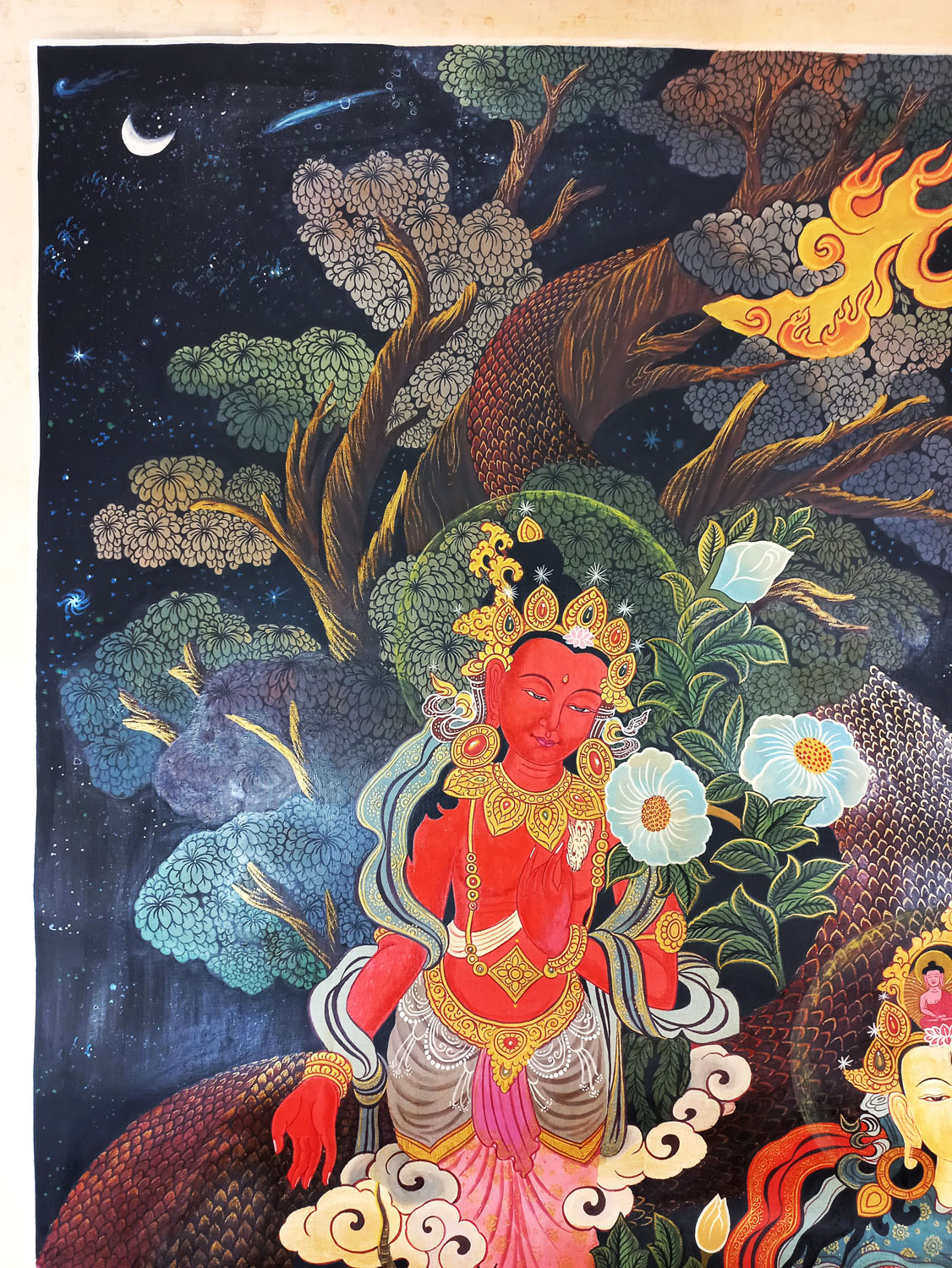 Newar Puabha WhiteTara And Red PadmaPani Lokeshwor Thangka Painting