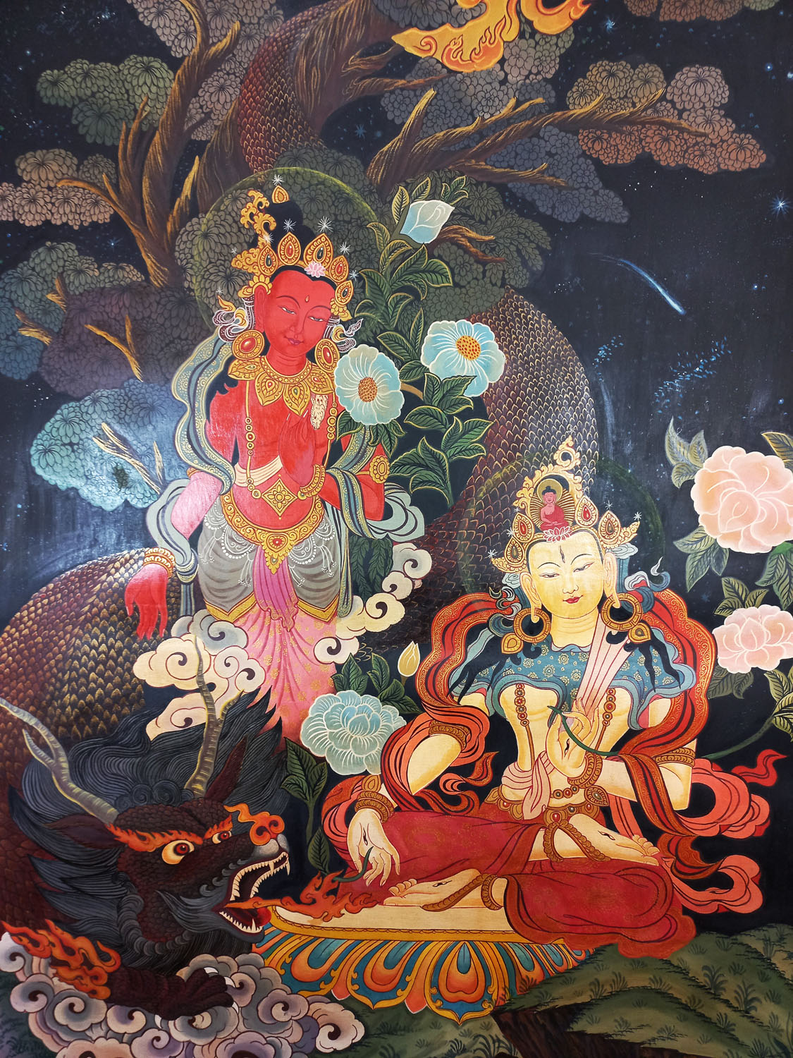 Newar Puabha WhiteTara And Red PadmaPani Lokeshwor Thangka Painting