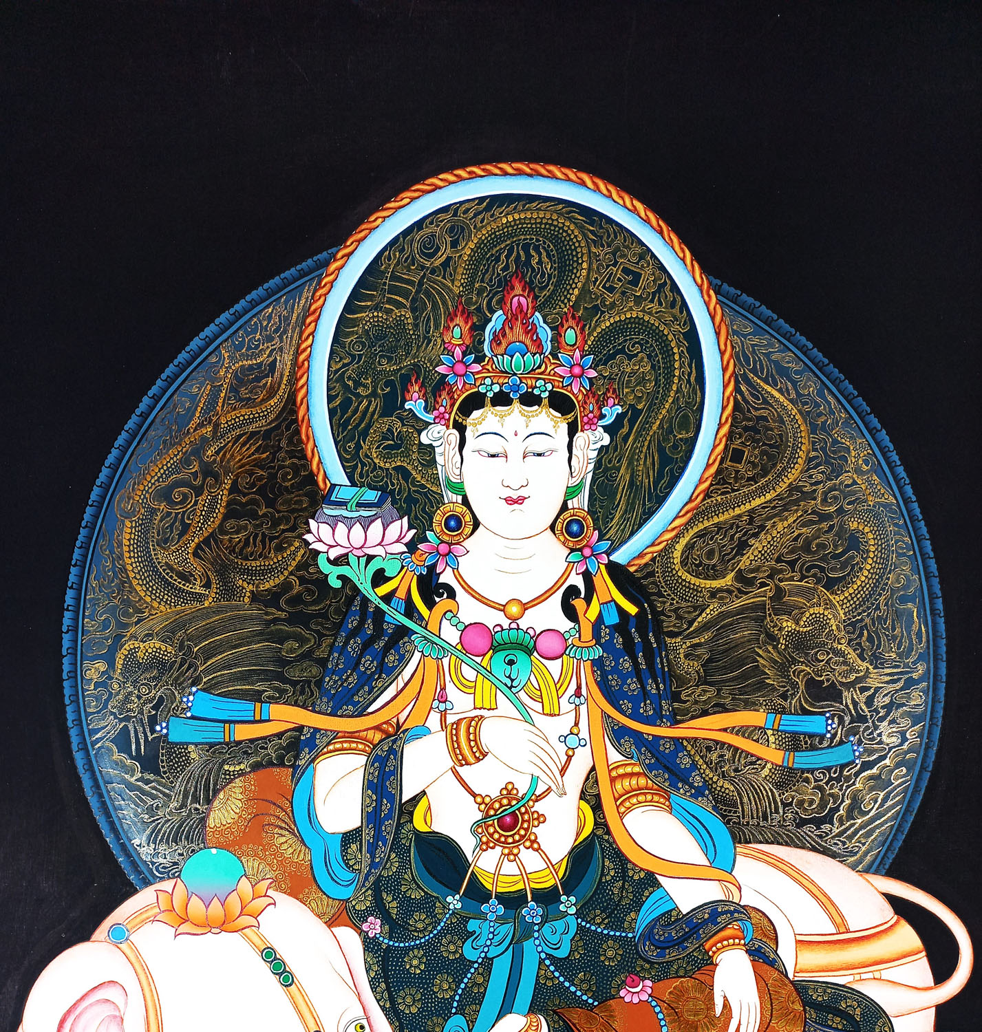 Kuayin Masterpiece 24k Gold Tibetan Thangka Painting