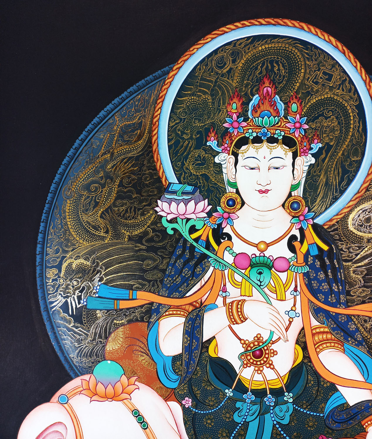 Kuayin Masterpiece 24k Gold Tibetan Thangka Painting