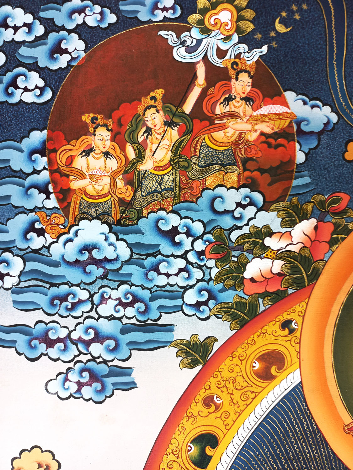 Chenrezig Masterpiece 24k Gold Tibetan Thangka Painting