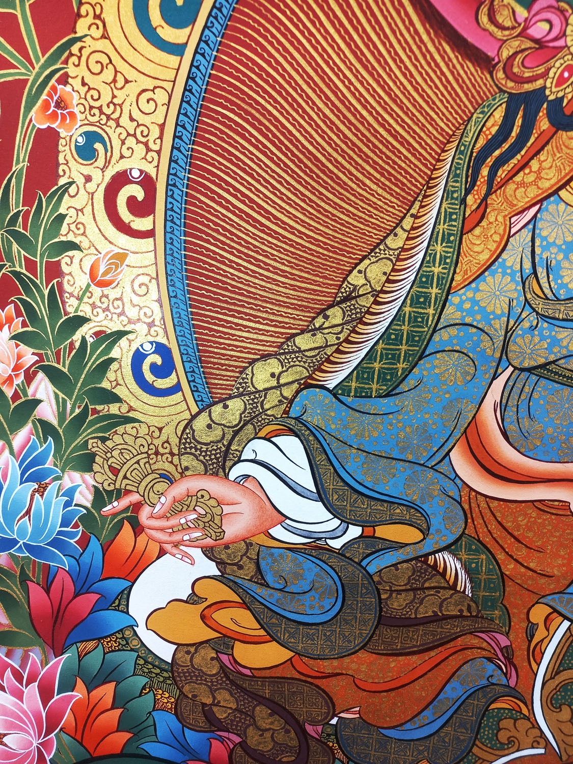 Guru Rinpoche Hand-Painted Masterpiece Tibetan Thangka Painting